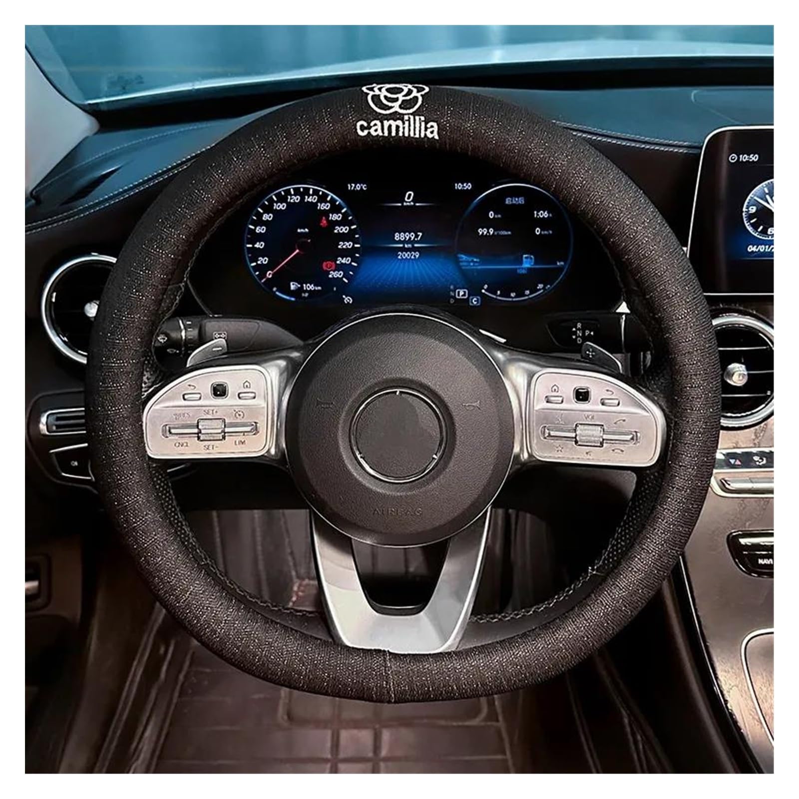 Steering Wheel Cover Anti-Rutsch-Vier-Jahreszeiten-Universal-Eisseide-Auto-Lenkradbezug, Auto-Lenker-Abdeckung, Dekoration(Schwarz,EIN) von SHOUXI