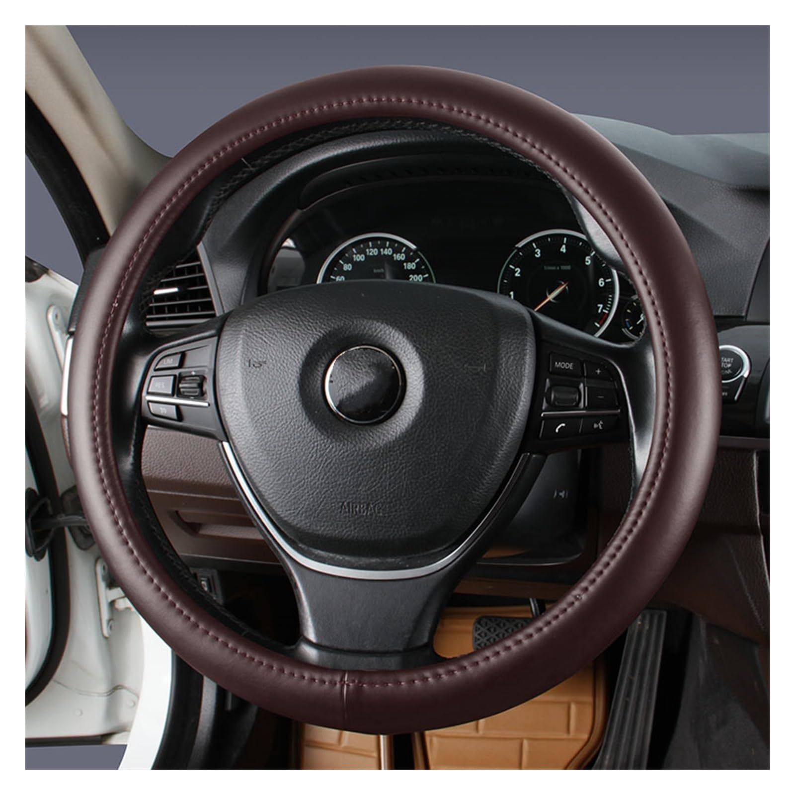 Steering Wheel Cover Auto Anti-Rutsch-Lenkradabdeckung Universal 38CM Lenkradschutzhülle(Braun) von SHOUXI