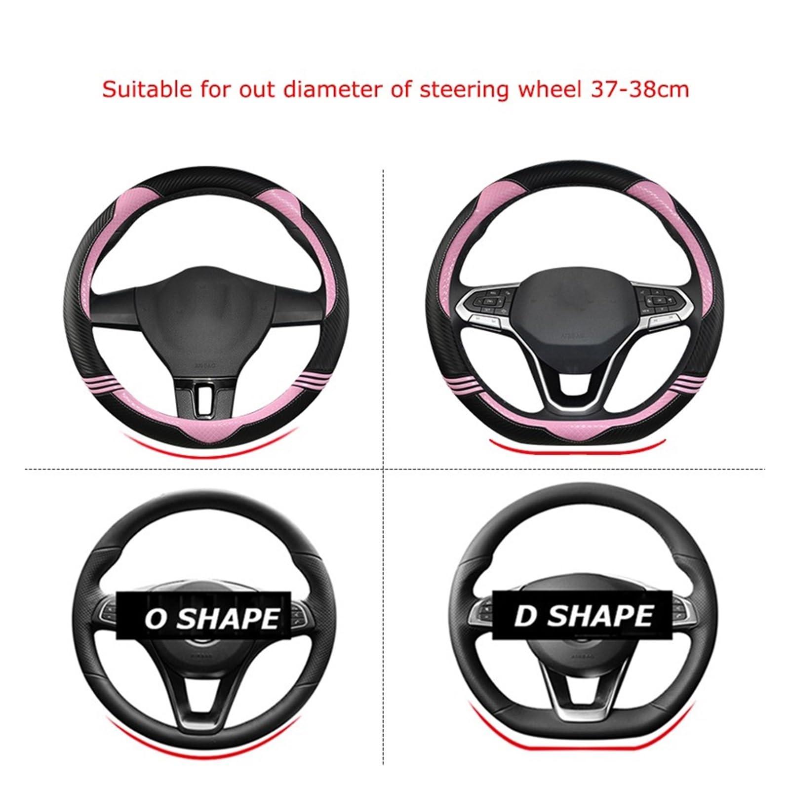 Steering Wheel Cover Auto Lenkrad Abdeckung Auto Zubehör Für K5 Optima 2016-2022 Für Sportage KX5 2016-2022 Für NIRO 2017-2022(Rosa,D Shape) von SHOUXI