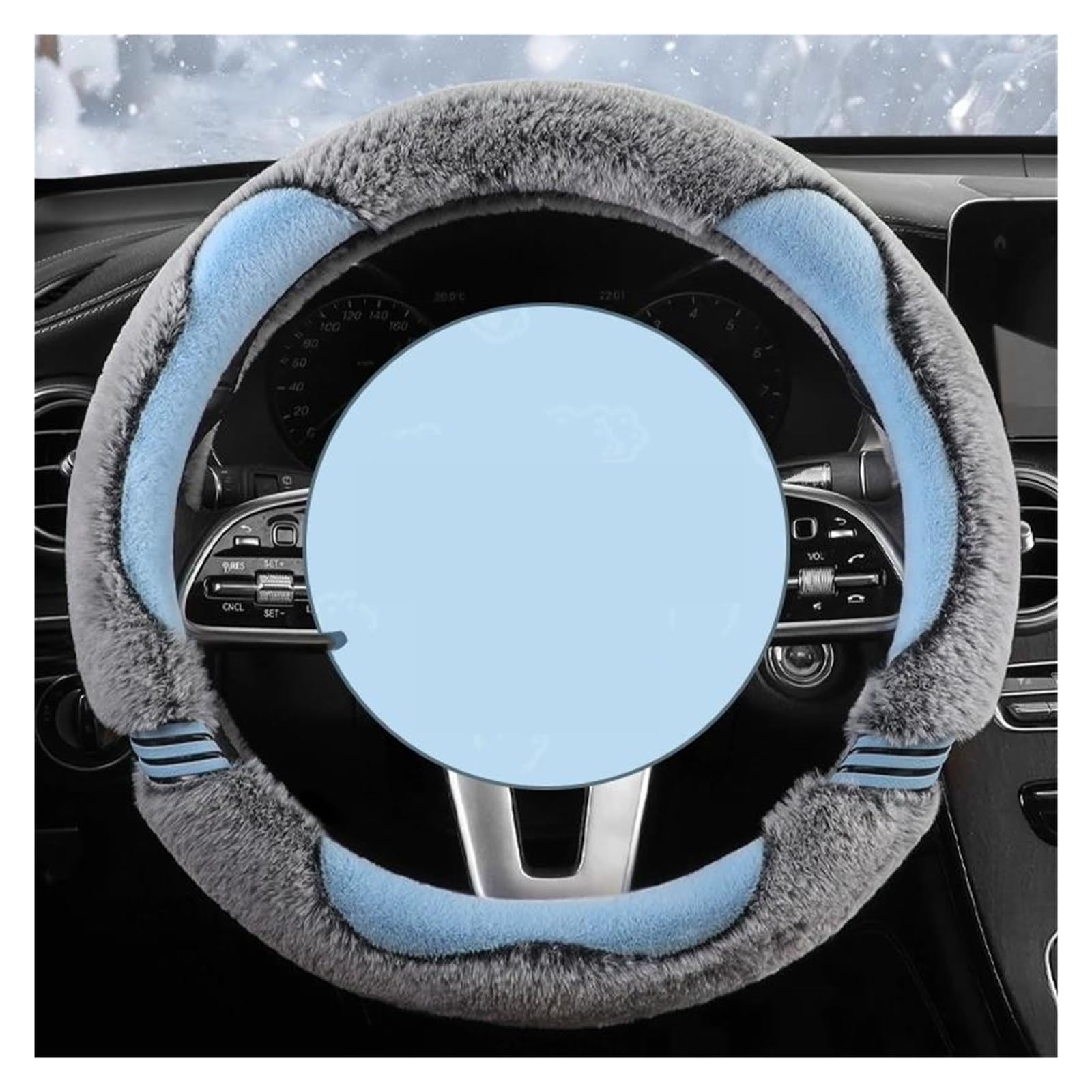 Steering Wheel Cover Auto Lenkrad Abdeckung Plüsch Winter Lenkrad Anti-rutsch Bequem Auto Innen Zubehör Auto Abdeckungen Im Salon(Blau,O Type) von SHOUXI