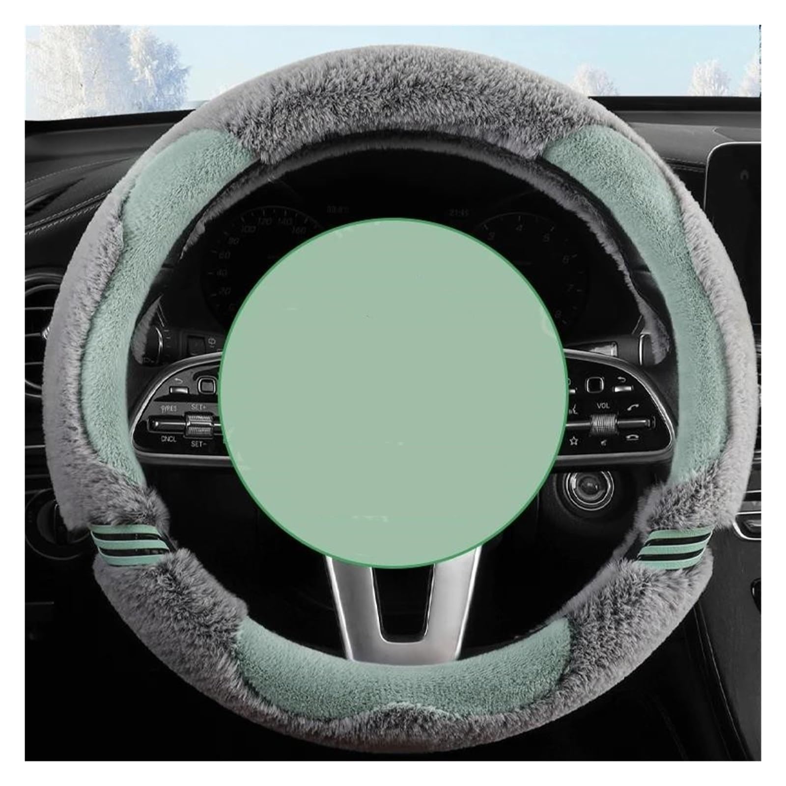 Steering Wheel Cover Auto Lenkrad Abdeckung Plüsch Winter Lenkrad Anti-rutsch Bequem Auto Innen Zubehör Auto Abdeckungen Im Salon(Orange,Blue,Green,Silver,Black,O Type) von SHOUXI