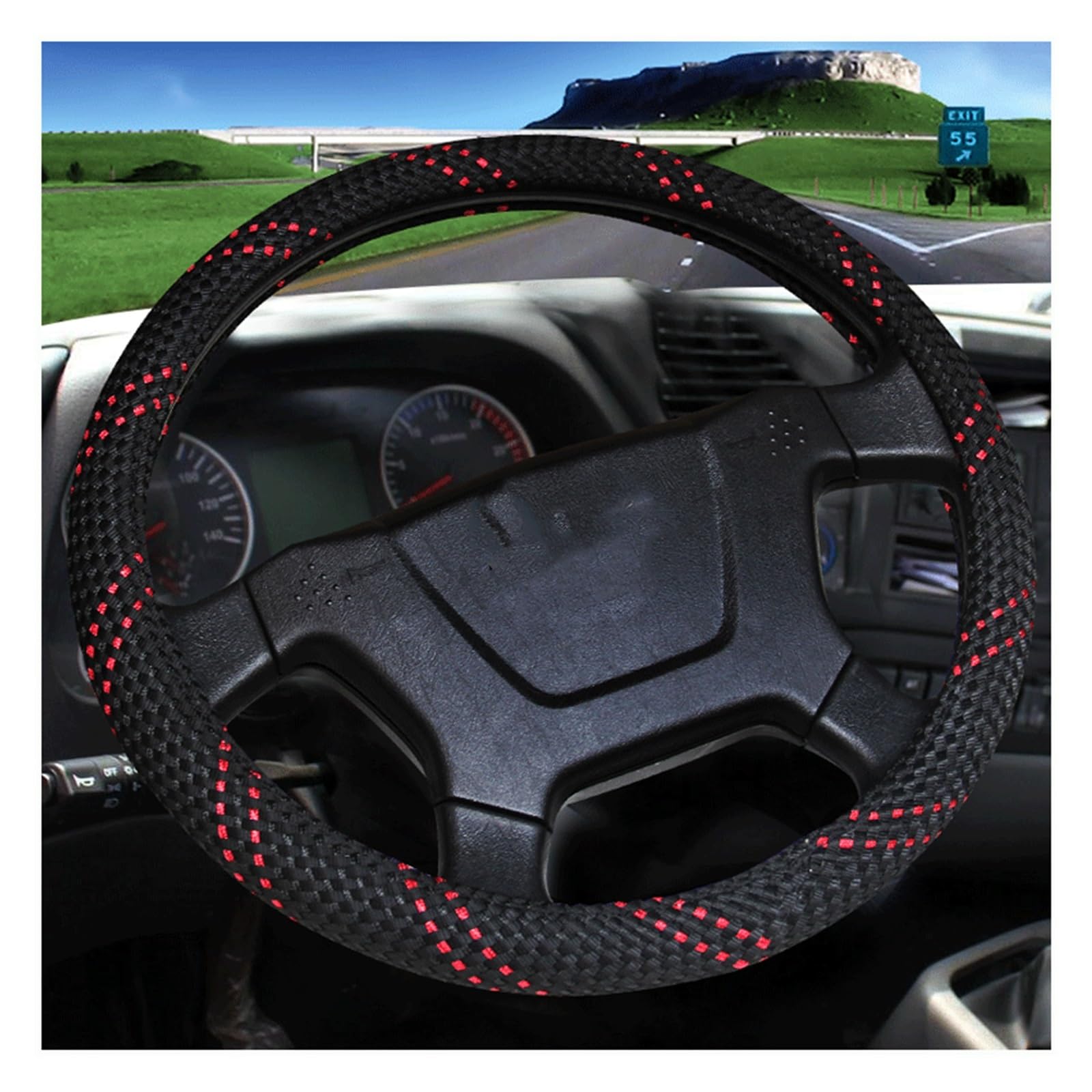 Steering Wheel Cover Auto-Lenkradabdeckungen Für Auto, Bus, LKW, 36, 38, 40, 42, 45, 47, 50 cm Durchmesser, Lenkradabdeckung(38CM) von SHOUXI