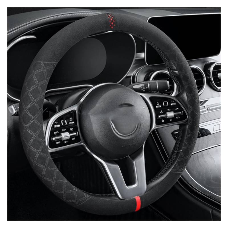 Steering Wheel Cover Auto-Lenkradbezug, 38 cm, Universeller Lenkradschutz, Anti-Rutsch-Bezüge Für O-Typ-Autolenkrad(Schwarz+Rot) von SHOUXI