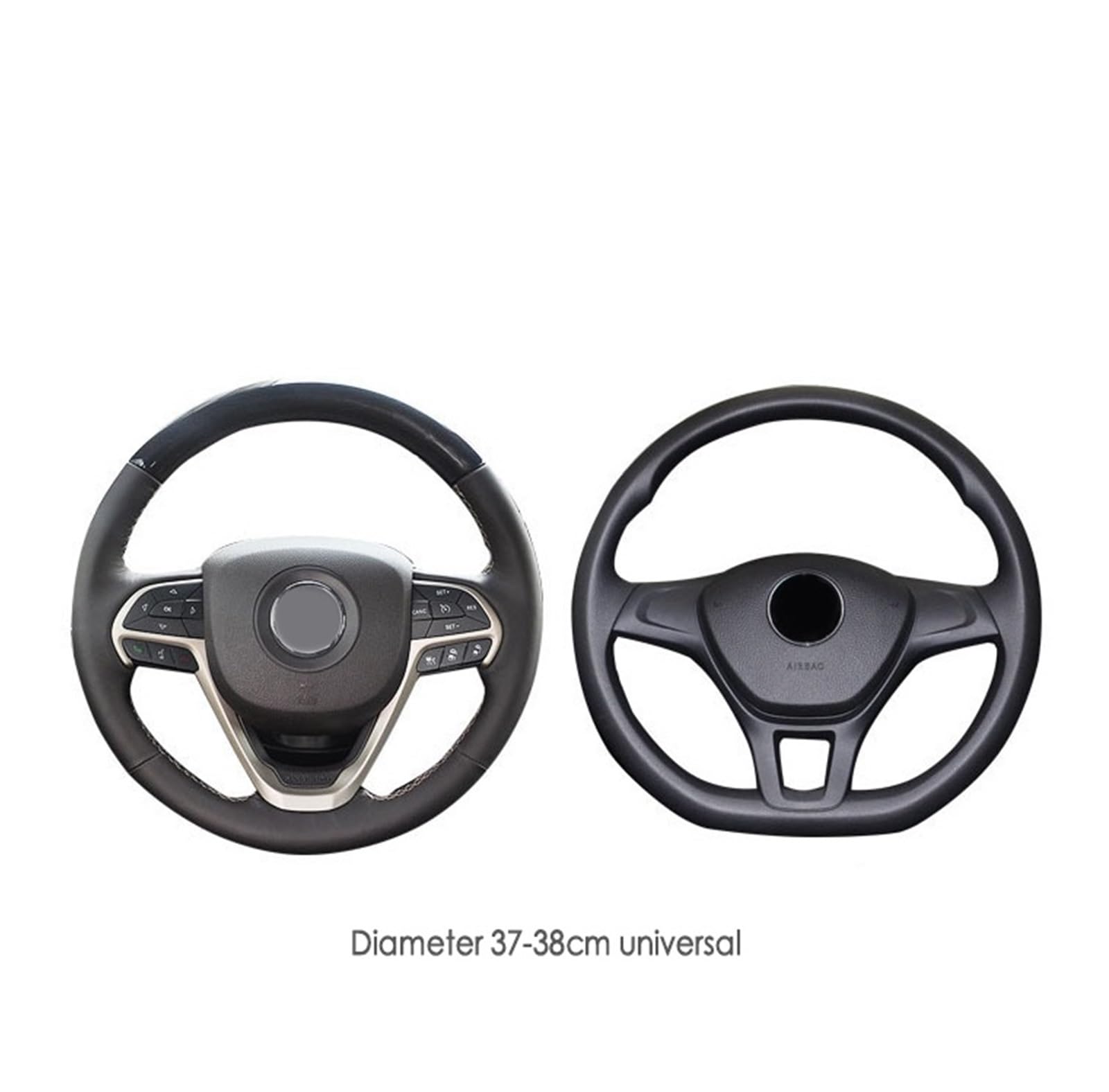 Steering Wheel Cover Auto-Lenkradbezug, Atmungsaktiv, rutschfest, Lenkbezüge, Geeignet Für 38 cm, Auto-Dekoration, Internes Zubehör(Schwarz) von SHOUXI