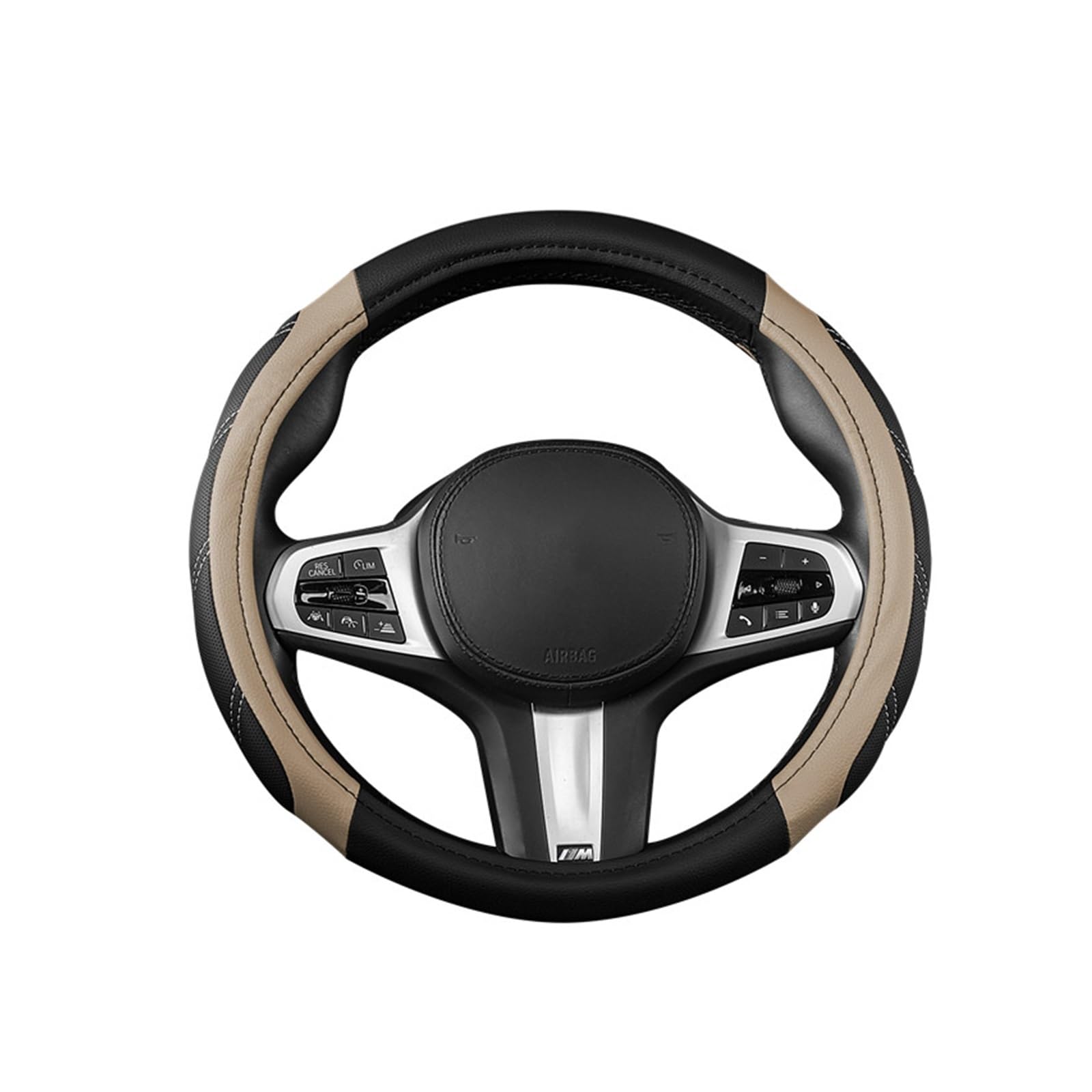 Steering Wheel Cover Auto-Lenkradbezug, Langlebig, rutschfest, PU, ​​universell Passend Für 15-Zoll-Lenkrad(Beige) von SHOUXI