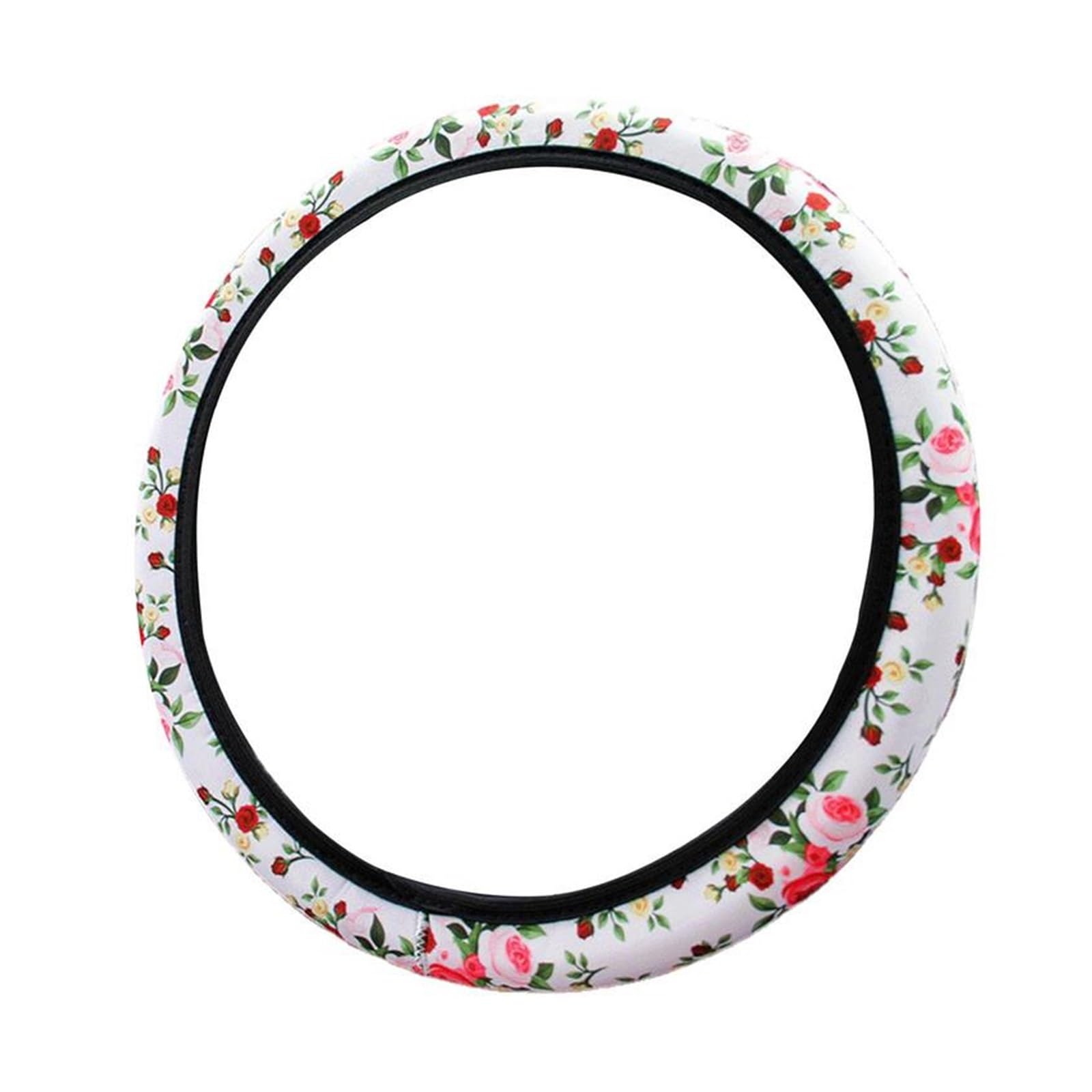 Steering Wheel Cover Blumen-Lenkradbezug, Rosen-Blumen-Lenkradschutz, Weiche Kissen, Bequemer Griff, Auto-Automobilabdeckung Für LKW, SUV(Weiß) von SHOUXI