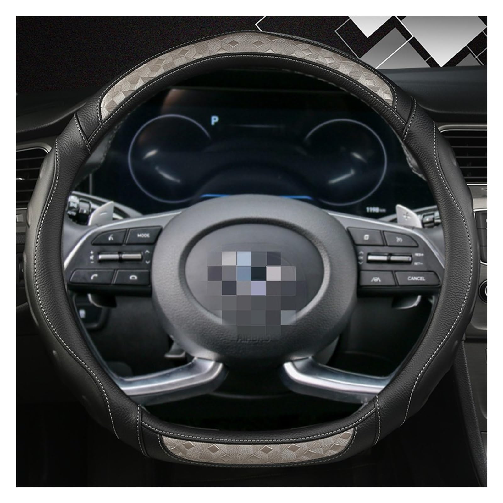 Steering Wheel Cover D Form Auto Lenkrad Abdeckung Für Creta II 2021 2022 2023 Auto Zubehör(Grey) von SHOUXI