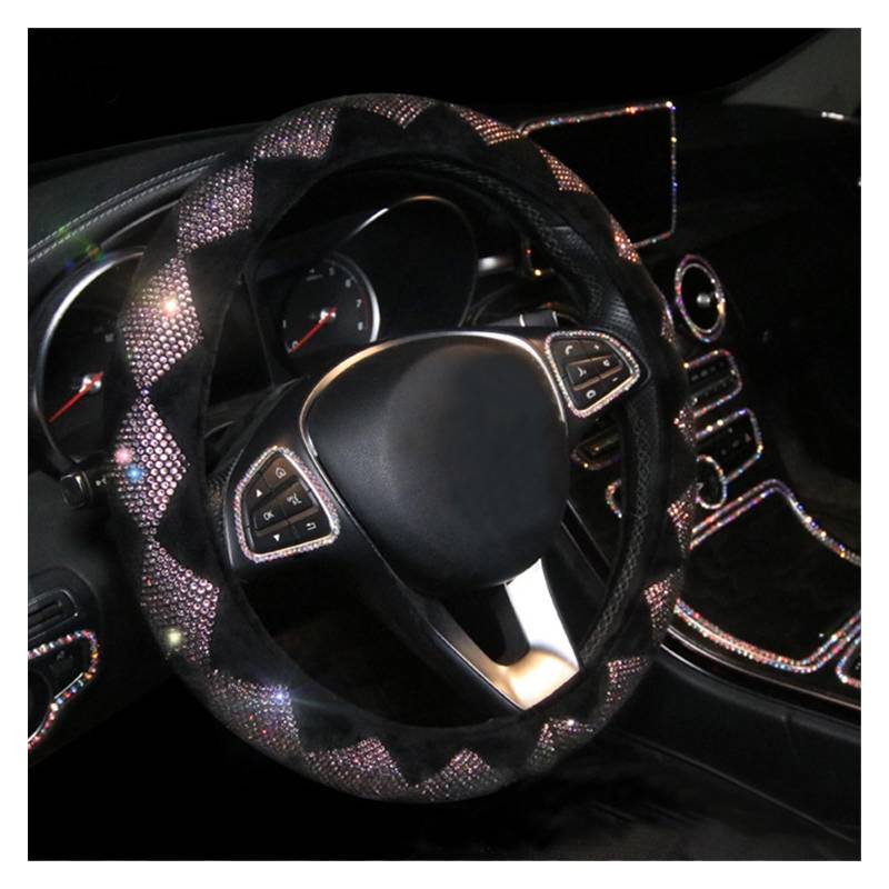 Steering Wheel Cover Diamant-Rhombic-Lenkradabdeckung, PU-Autoradschutz, Personalisierte Autodekoration Für Frauen(Violett) von SHOUXI