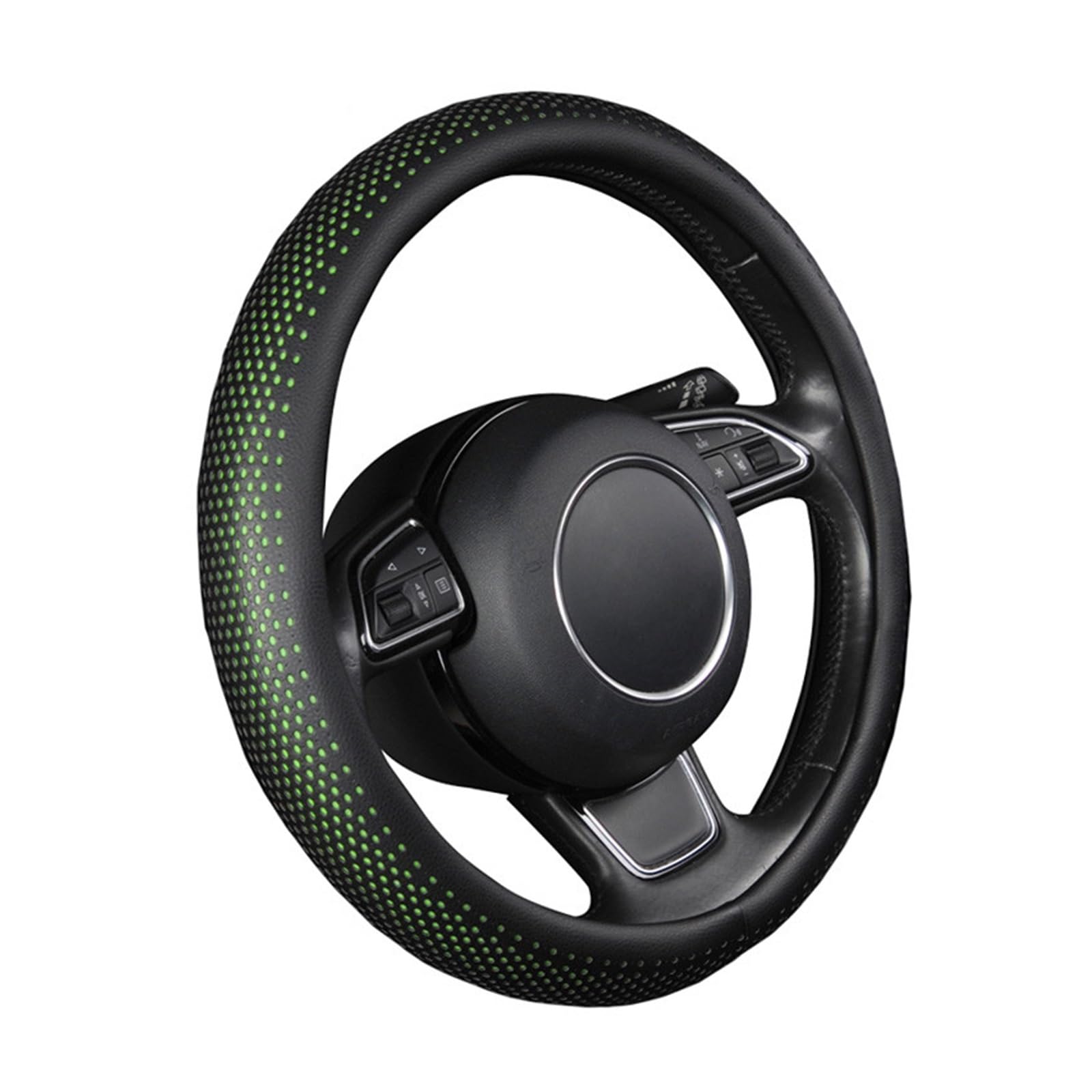 Steering Wheel Cover Lenkradbezug, PU, ​​bequemer Griff, Grüner Punkt, Universalgröße, Passend Für 37–38 cm Großes Autozubehör von SHOUXI