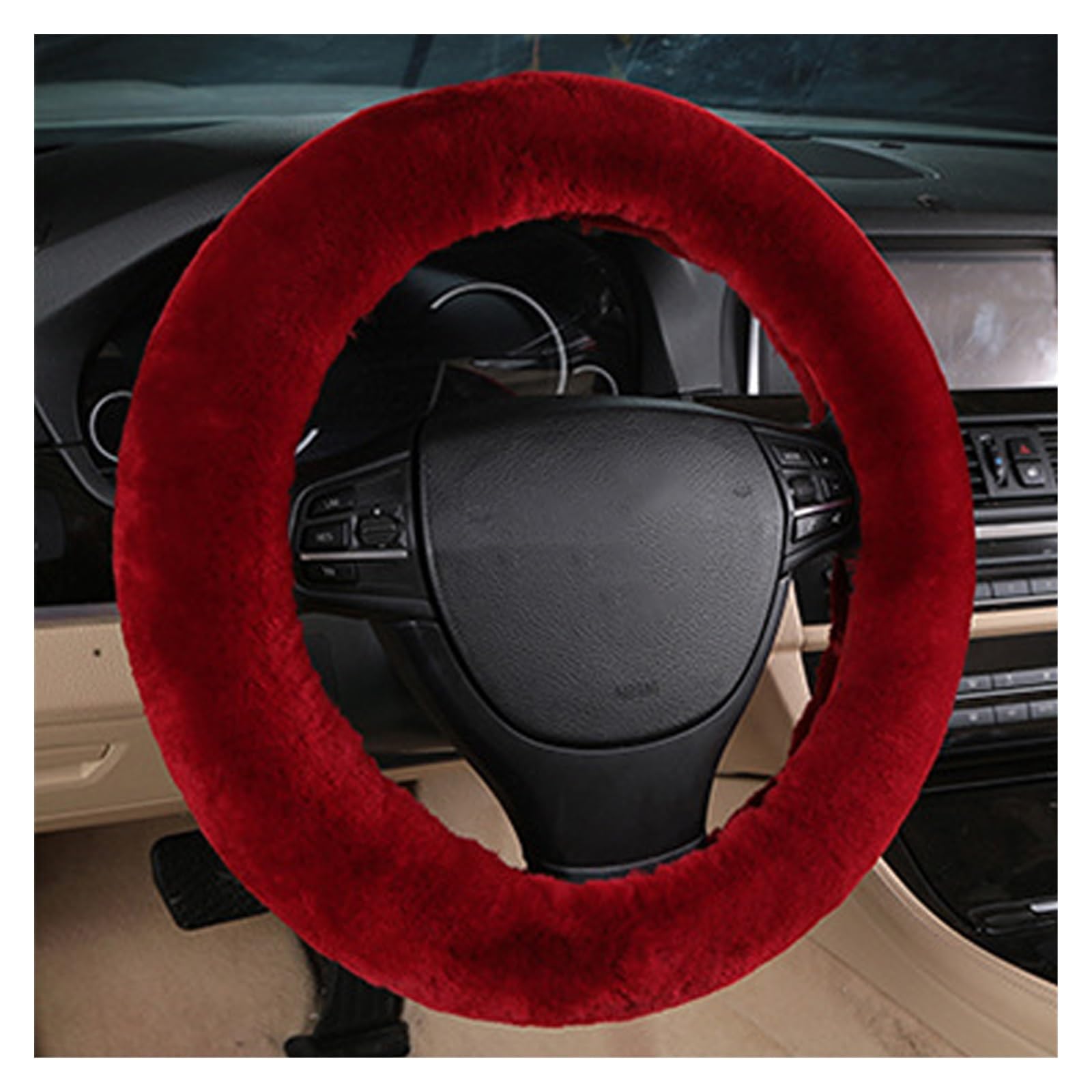 Steering Wheel Cover Modisches Klassisches Auto-Innenzubehör, 35–42 cm, Warm, Reißfest, Universal-Lenkradbezug(M) von SHOUXI