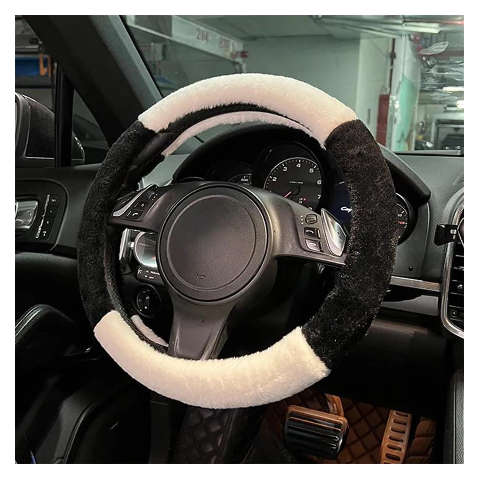 Steering Wheel Cover Plüsch Auto Lenkrad Abdeckung Winter Einfache Warme Non-Skid Auto Lenker Set Auto Teile Innen(EIN) von SHOUXI