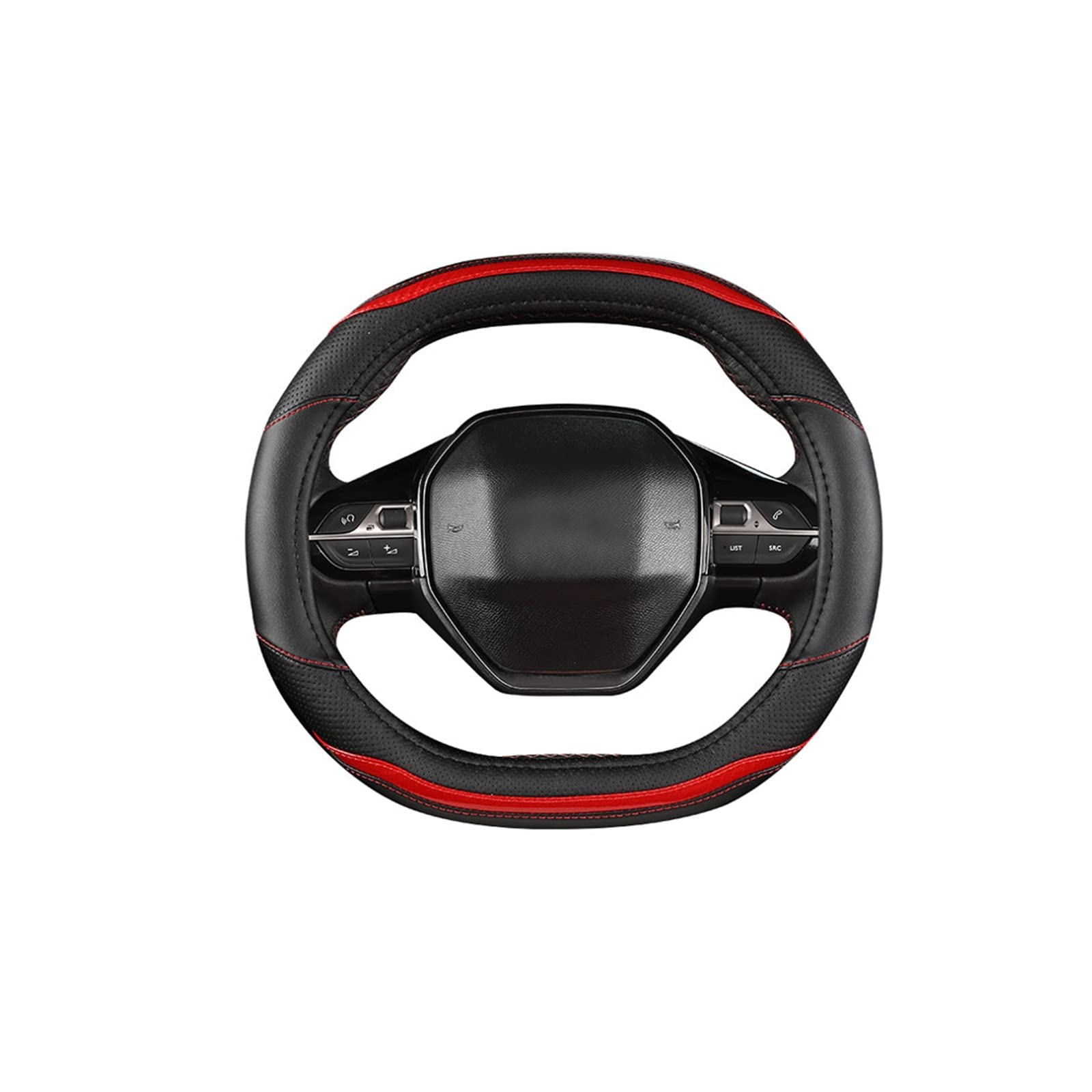 Steering Wheel Cover Schwarz Rot Braun Lenkrad Abdeckung 38 * 38 * 5cm Für 4008 5008 Lenkung Abdeckungen Innen Zubehör(Rot) von SHOUXI