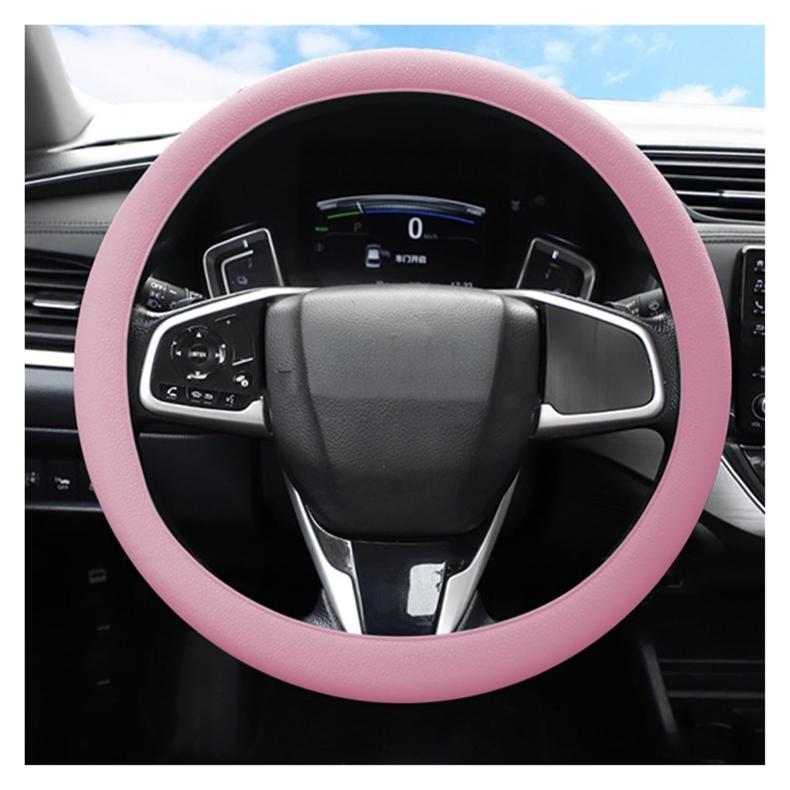 Steering Wheel Cover Silikagel-Auto-Lenkradabdeckung, 38 cm, Universeller Auto-Lenkschutz, rutschfest, Verschleißfest, Lenkradabdeckung(Rosa) von SHOUXI