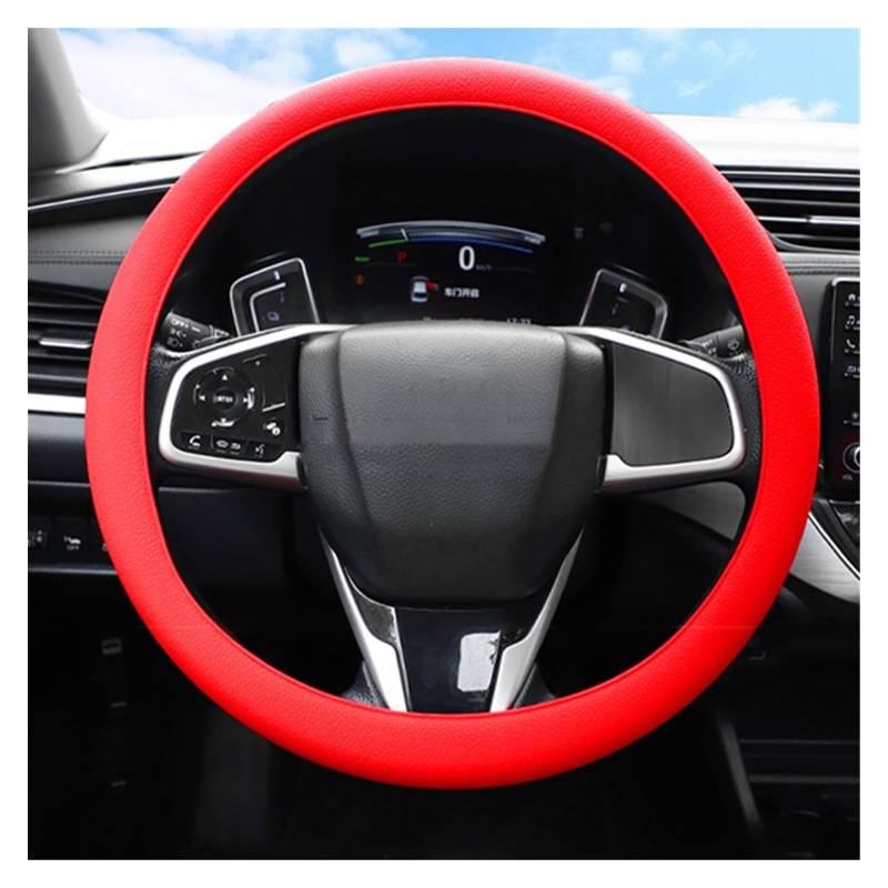 Steering Wheel Cover Silikagel-Auto-Lenkradabdeckung, 38 cm, Universeller Auto-Lenkschutz, rutschfest, Verschleißfest, Lenkradabdeckung(Rot) von SHOUXI