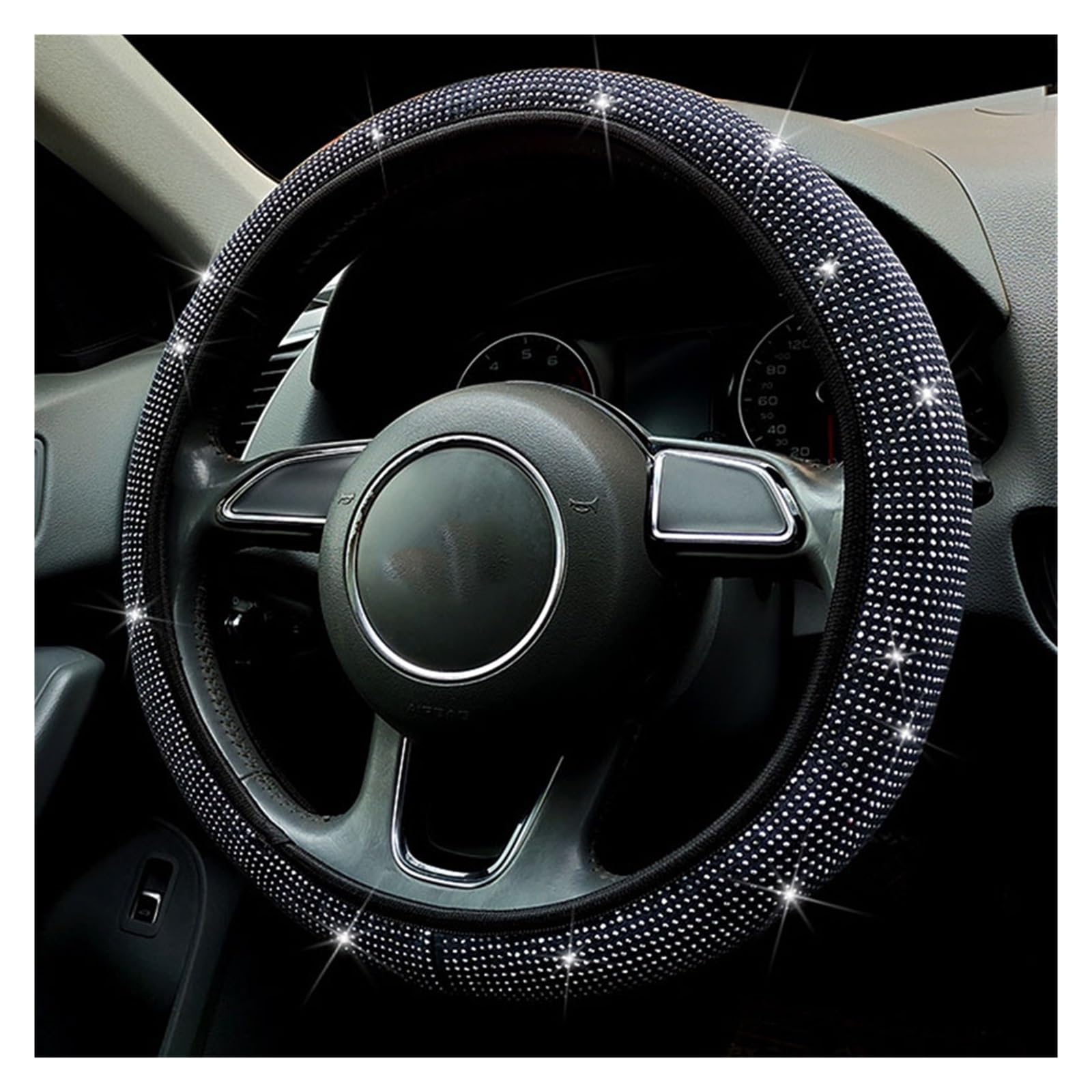 Steering Wheel Cover Strass Auto Lenkrad Abdeckung Kristall Kein Innenring Vier Jahreszeiten Auto Zubehör Fall Auto Styling(Weiß) von SHOUXI