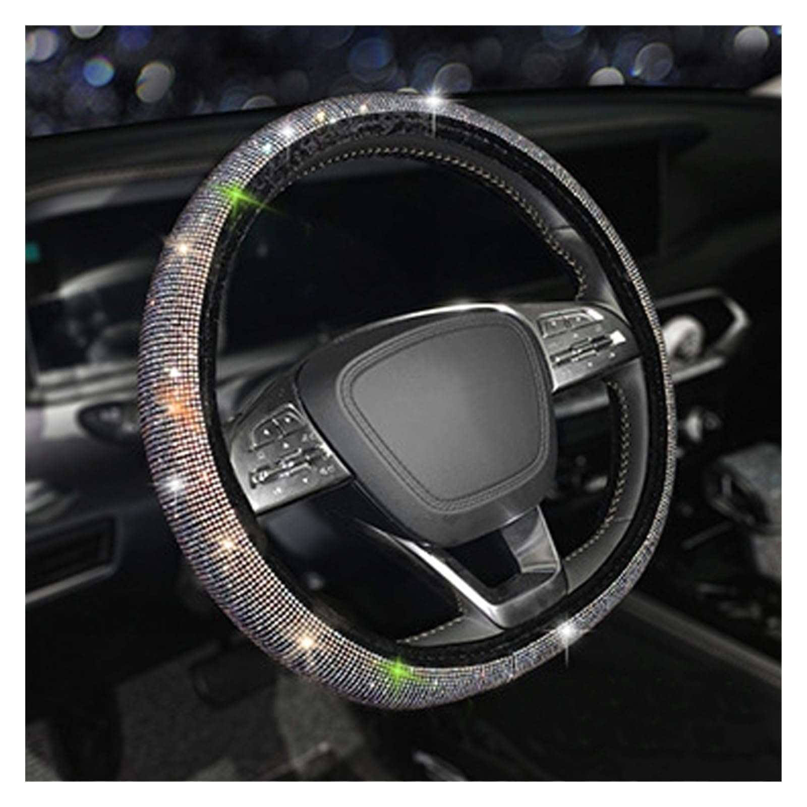 Steering Wheel Cover Universal 38cm Lenkradabdeckung Bling Strass Kristall Auto Handwerk Lenkradabdeckungen Diamantabdeckungen(Bunt) von SHOUXI