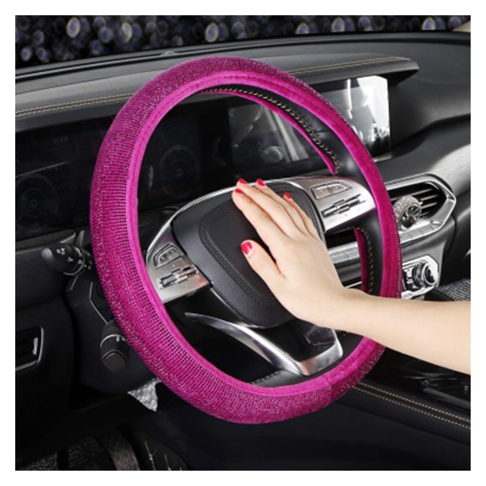 Steering Wheel Cover Universal 38cm Lenkradabdeckung Bling Strass Kristall Auto Handwerk Lenkradabdeckungen Diamantabdeckungen(Violett) von SHOUXI