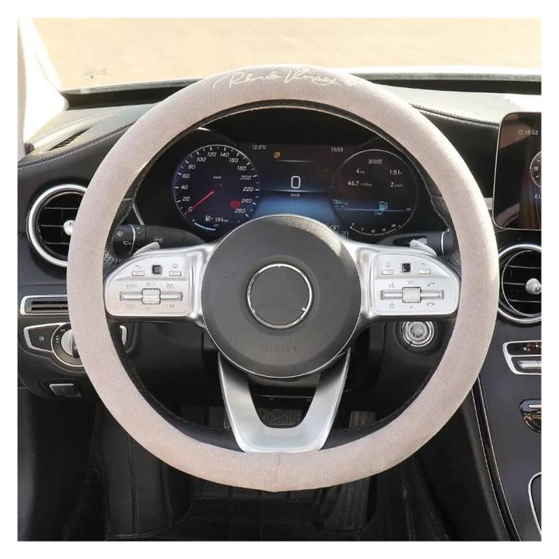 Steering Wheel Cover Vier Jahreszeiten Universal Light Luxus Bestickt Winter Plüsch Griff Abdeckung Auto Lenkrad Abdeckung Auto Dekorationen(Grey) von SHOUXI