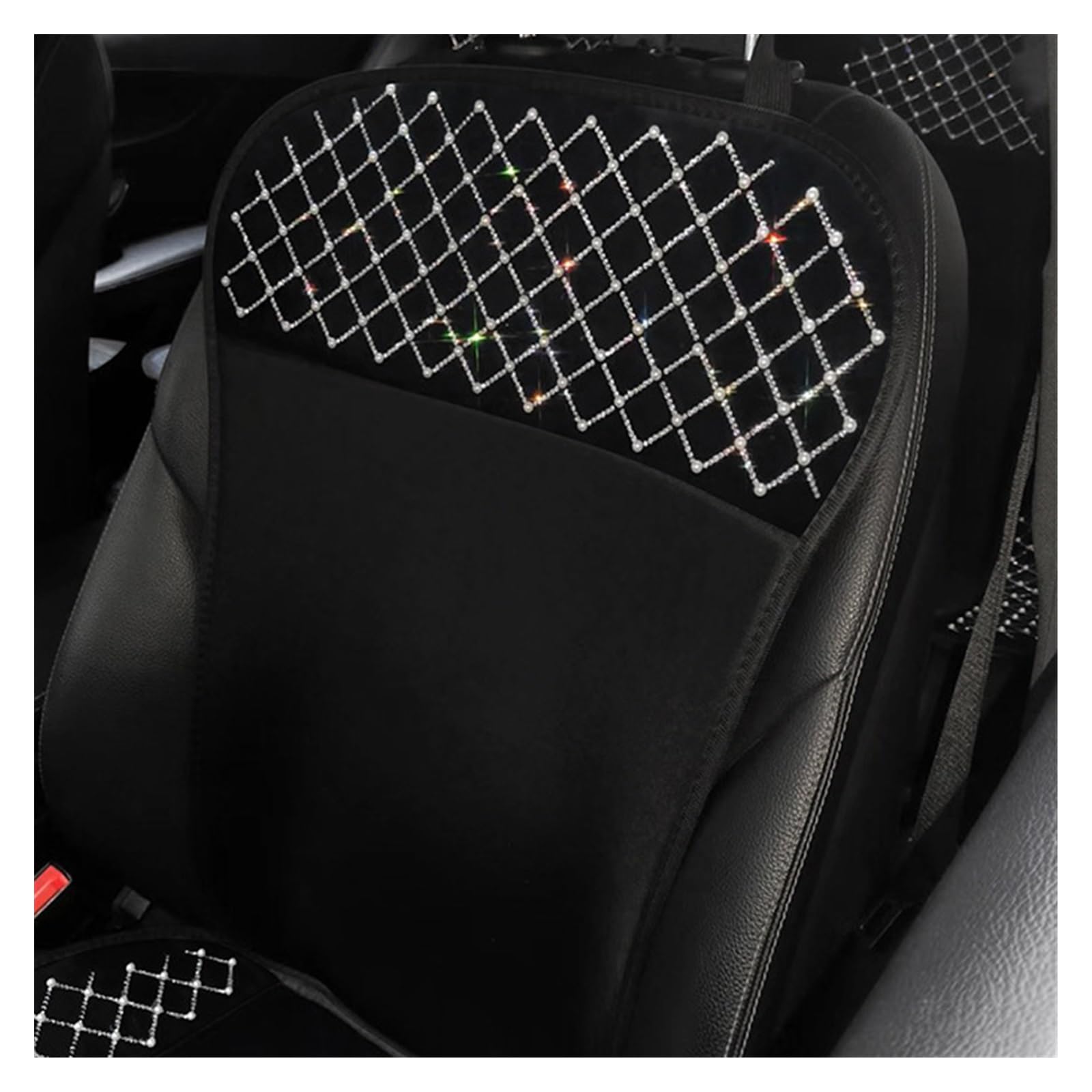 Vordersitzbezüge 1PC Mode Perle Bling Strass Raute Auto Sitzbezug Universal EIS Seide Pad Innen Zubehör(Seat Back) von SHOUXI