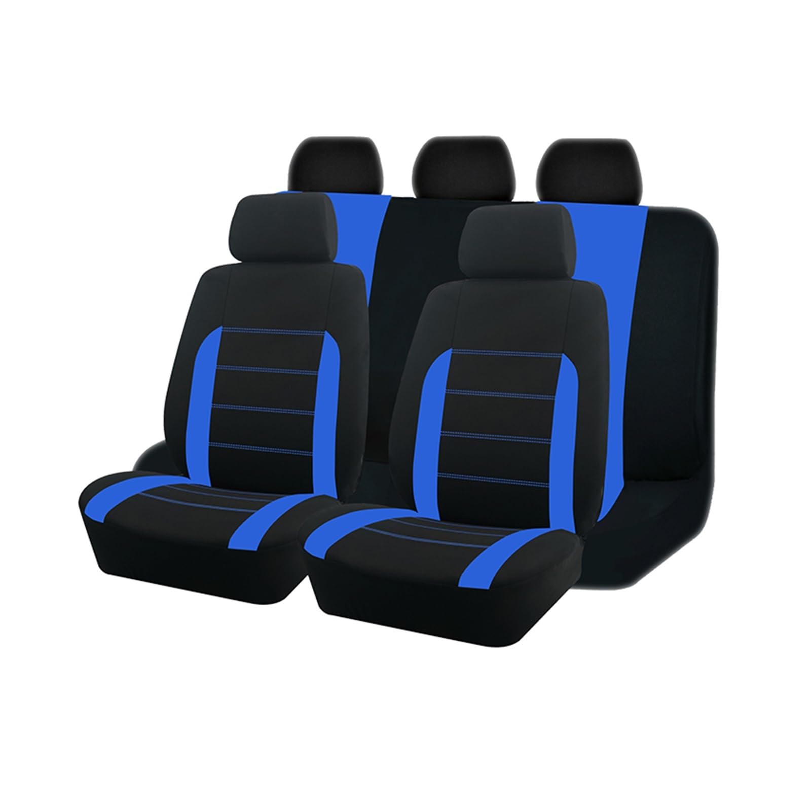 Vordersitzbezüge 4 Stück/9 Stück Rot/Grau/Blau Universal-Autositzbezüge Aus Polyester, Passend Für Die Meisten Autos, SUV, LKW, Van, Autozubehör, Innenausstattung(Blau,5 Seat Set) von SHOUXI