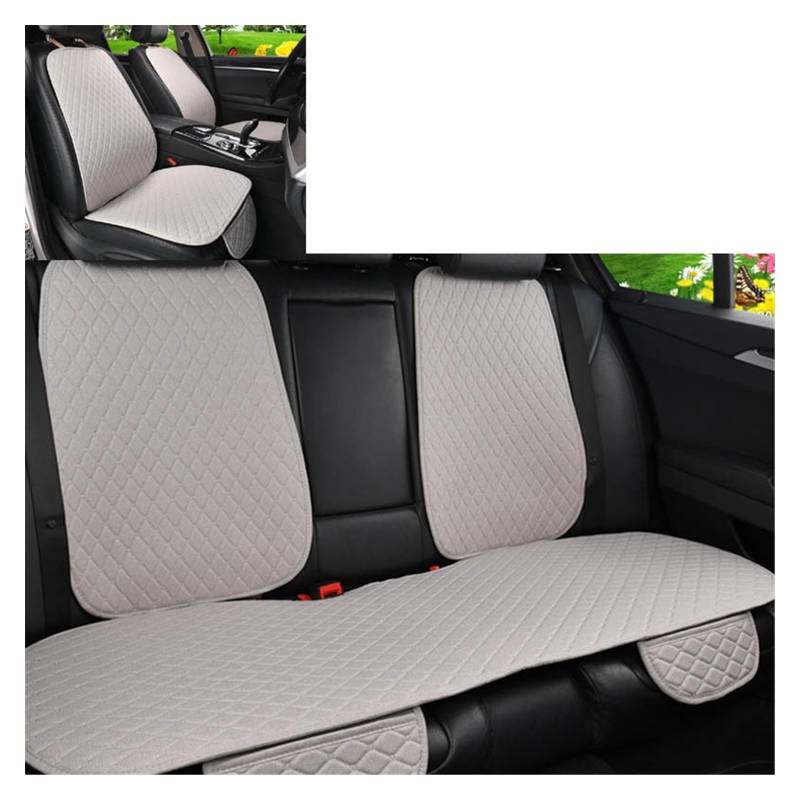 Vordersitzbezüge 5 Sitze Flachs Autositzbezug Schutz Mit Rückenlehne Vorne Und Hinten Sitzlehne Taillenmatte Für Auto(Grey,7pcs) von SHOUXI