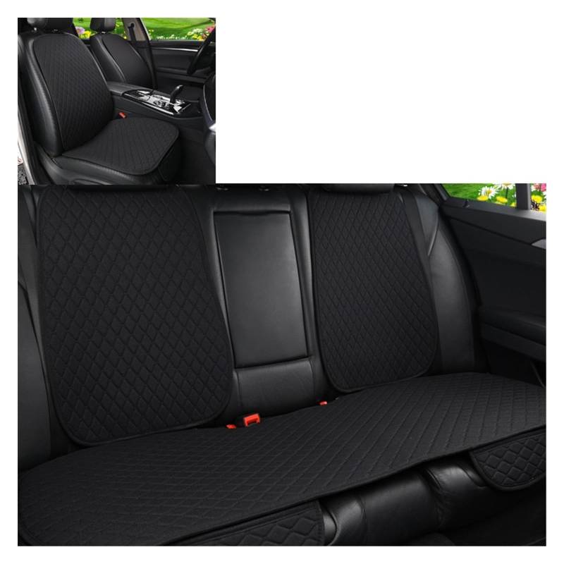 Vordersitzbezüge 5 Sitze Flachs Autositzbezug Schutz Mit Rückenlehne Vorne Und Hinten Sitzlehne Taillenmatte Für Auto(Schwarz,7pcs) von SHOUXI