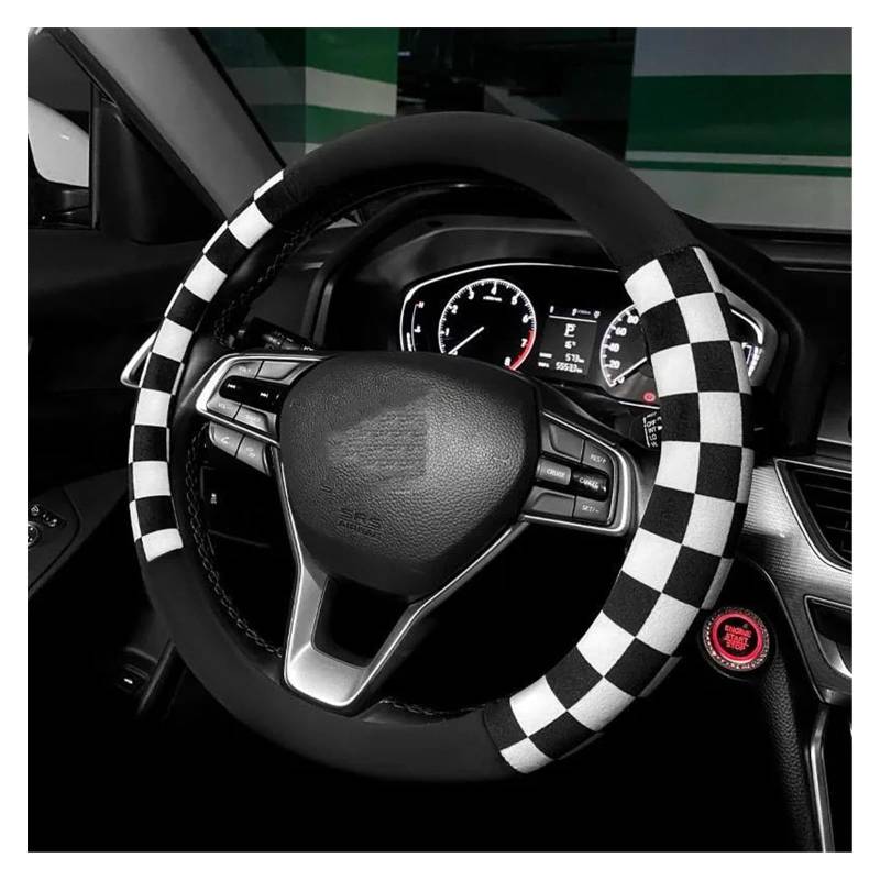 Vordersitzbezüge Auto-Innenausstattung, Winter-Plüsch, Warm, Weich, Auto-Ornament, Suite, Rückenlehnenkissen, Sitzkissen(Steering Wheel Cover) von SHOUXI