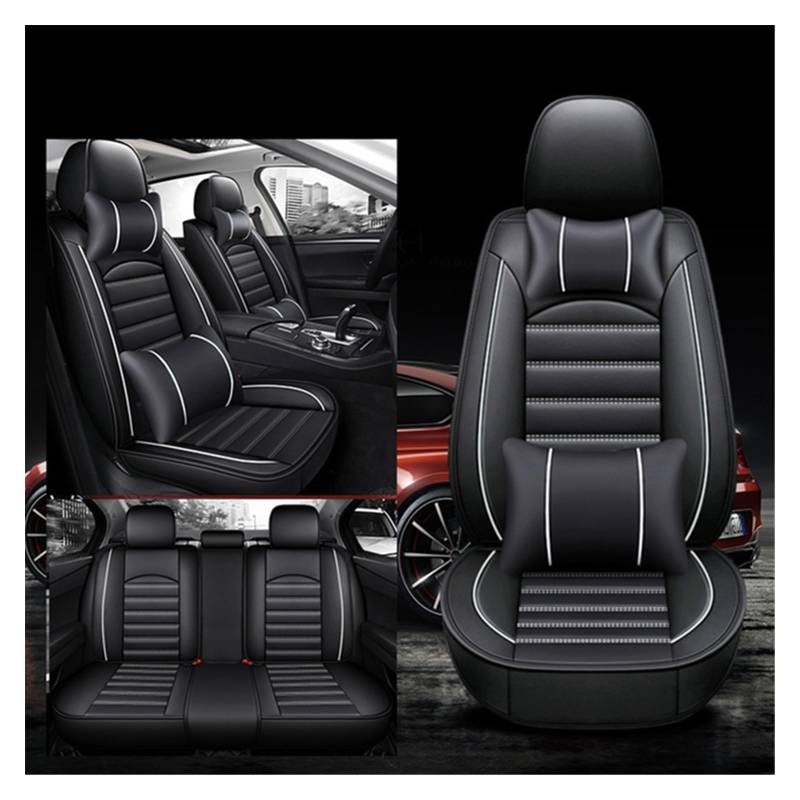 Vordersitzbezüge Autositzbezug Für Journey Charger Challenger Dart Caliber Durango Avenger Magnum Grand Caravan Interior Access(Black White,5 Seat) von SHOUXI