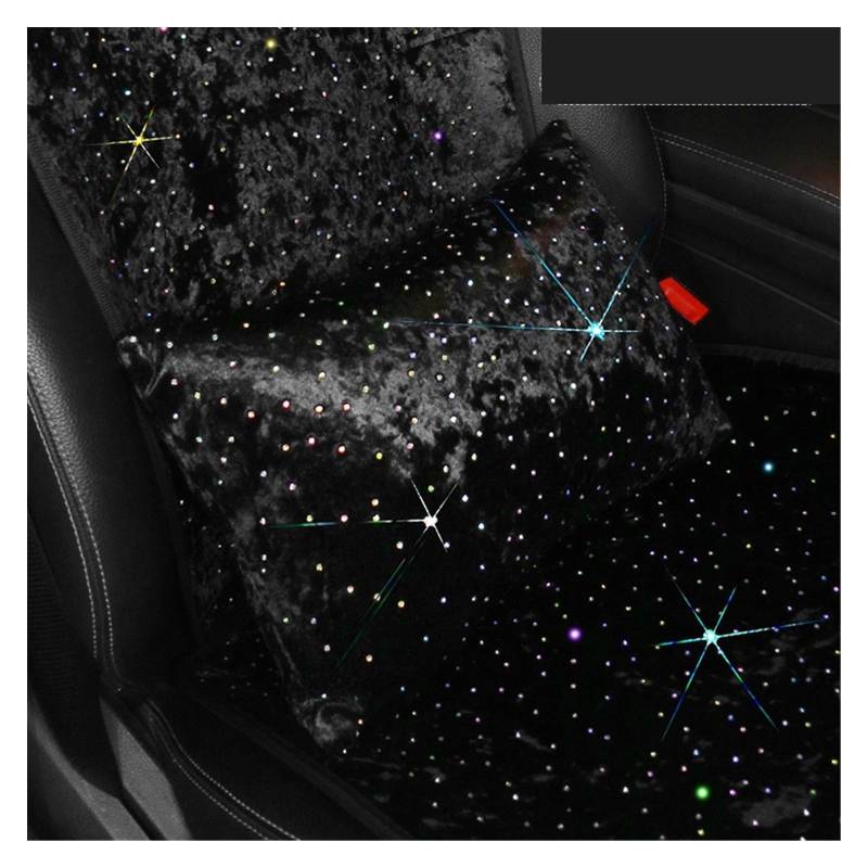 Vordersitzbezüge Bling Diamond Star Plüsch Autositz Nackenkissen Strass Winter Universal Auto Sitzbezug Kissen Auto Pads Zubehör Frauen(Waist Pillow) von SHOUXI