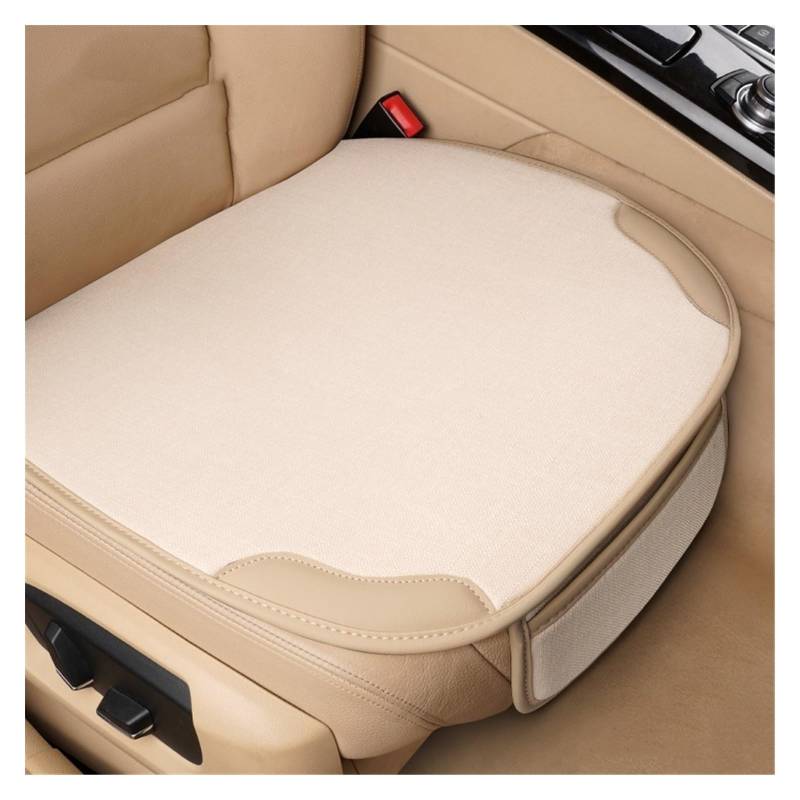 Vordersitzbezüge Leder+Flachs Autositzkissen Four Seasons Universal Sitzschutz LKW SUV Oder Van Innenteile(Beige,Front) von SHOUXI