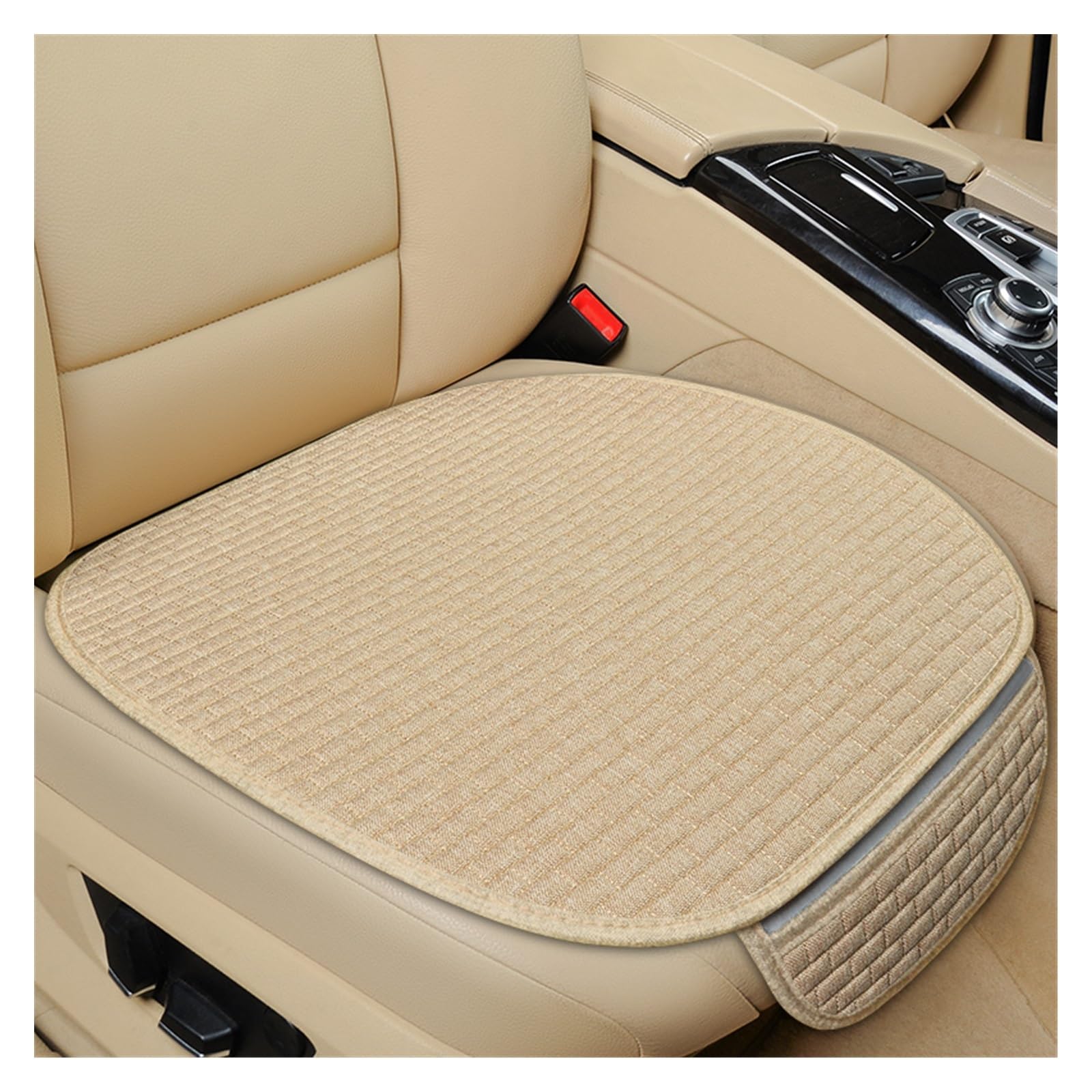 Vordersitzbezüge Leinen Vorne Hinten Sommer Flachs Stuhl Kissen Schutz Pad Auto Universal Auto Interior Styling LKW SUV Van(Beige,Front) von SHOUXI