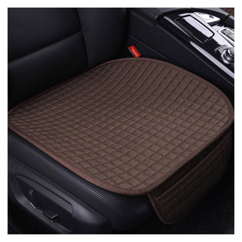 Vordersitzbezüge Sommer Plus Größe Flachs Auto Sitzkissen Universal Vordere Rückenlehne Sitz Abdeckung Auto Stuhl Atmungsaktive Protector Pad(Coffee,EIN) von SHOUXI