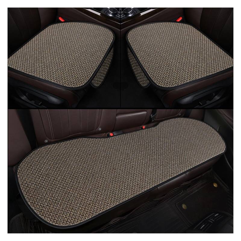 Vordersitzbezüge Summer Flax Autositzbezug Schutz Vorne Hinten Rückenkissen Schutzpolster Matte Rückenlehne Für LKW SUV Van(Beige,E) von SHOUXI