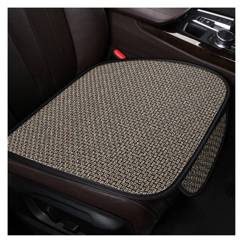 Vordersitzbezüge Summer Flax Autositzbezug Schutz Vorne Hinten Rückenkissen Schutzpolster Matte Rückenlehne Für LKW SUV Van(Beige,EIN) von SHOUXI