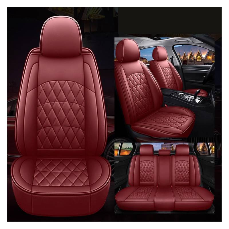 Vordersitzbezüge Universal Künstliche Leder Auto Zubehör Innen Für A3 Sportback A1 A4 A5 A6 A6L A7 A8 A8L Auto Sitzbezüge(Wind Red,5 Seat) von SHOUXI