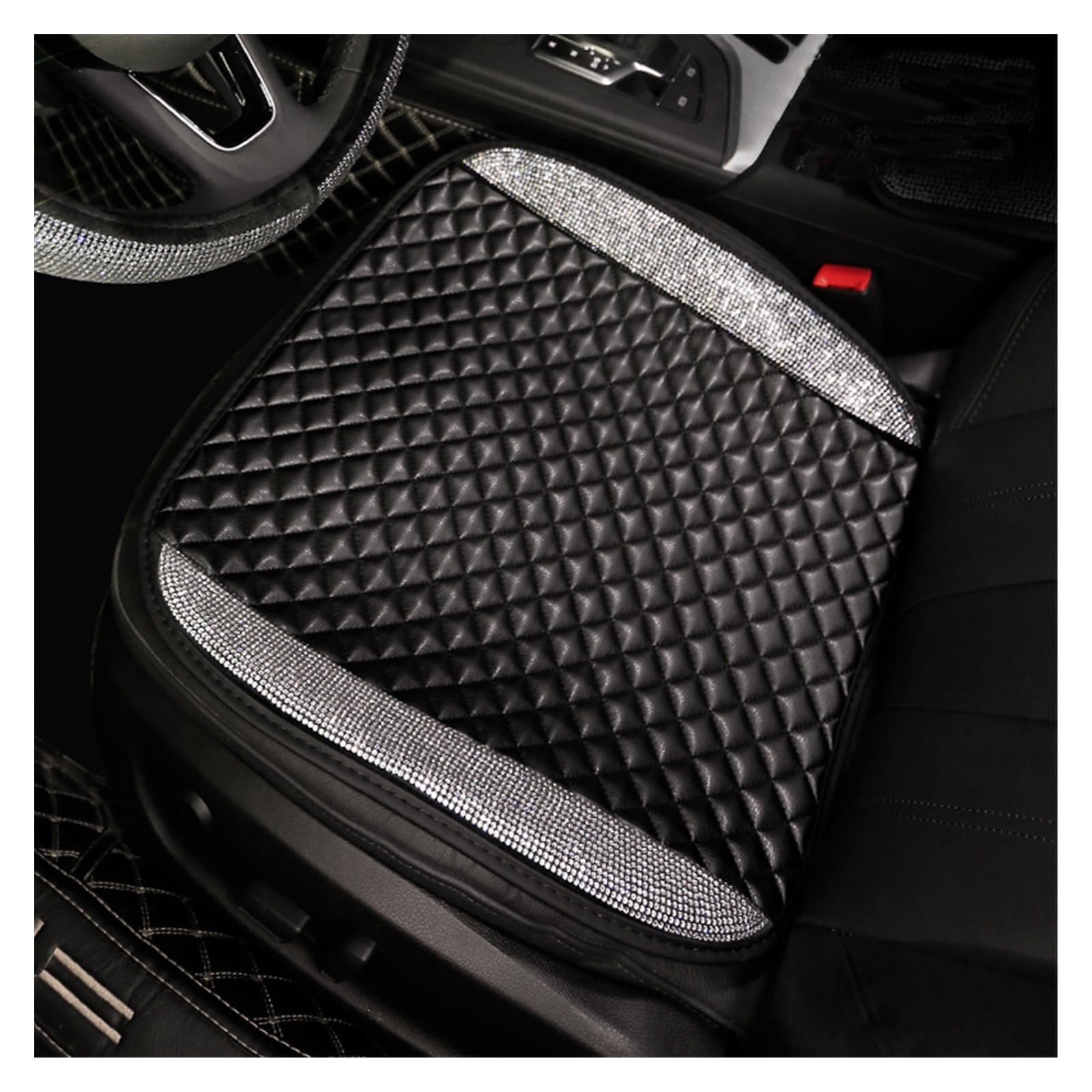 Vordersitzbezüge Universal PU Autositzbezug Strass Sitzkissen Matte Innenraum Vier Jahreszeiten Sitzpolster Für Frauen(Seat pad) von SHOUXI