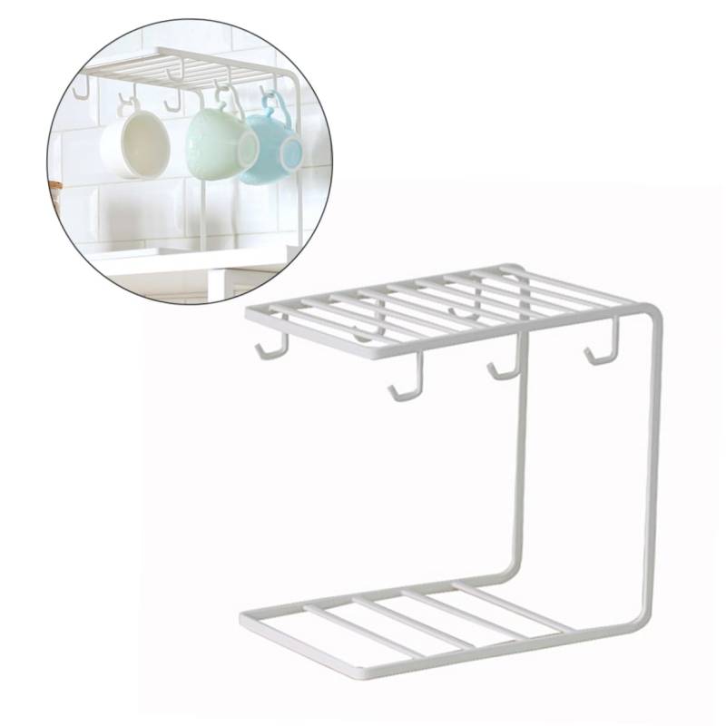 SHOWERORO Aufbewahrungsregal für Kaffeetassen Becherhalter Kaffeetassen-Aufhänger Klammerhefter Kochgeschirr-Rack Inhaber küchen-Organizer Kitchen Utensil Holder Becherregal aus Glas Weiß von SHOWERORO