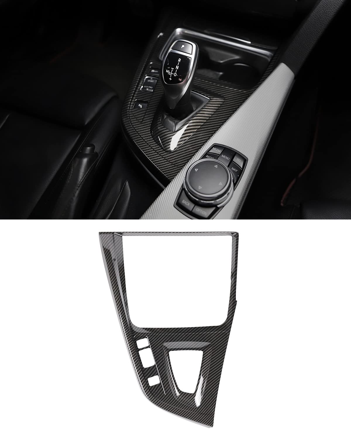 SHSBSCAR Kohlefaser-Stil Schalthebel Abdeckung Rahmen Aufkleber Innenverkleidung für BMW F30 F31 F34 3er, F32 F33 F36 4er (2013-2015) von SHSBSCAR