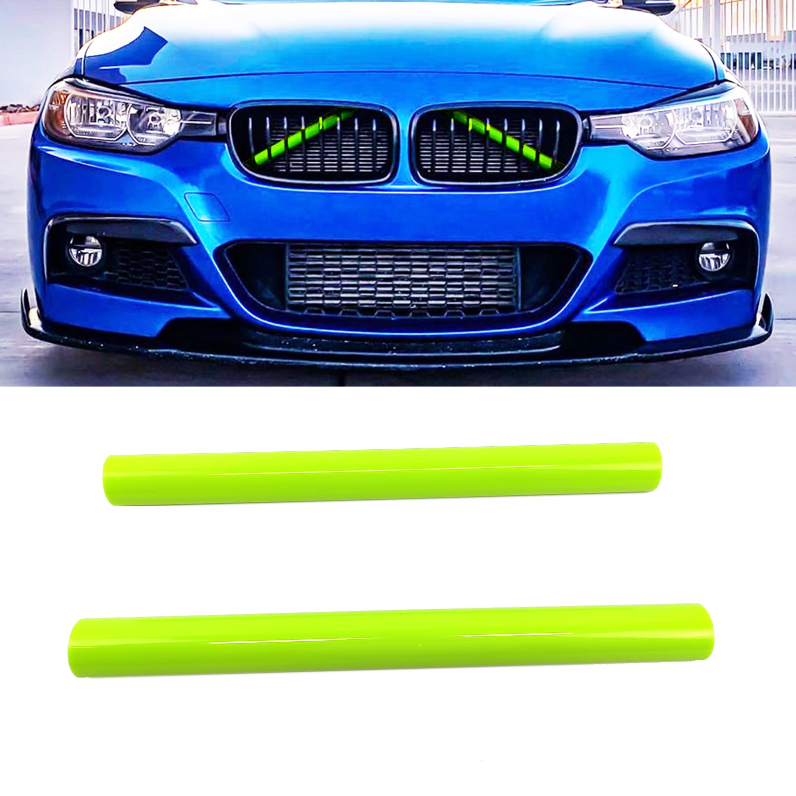 M-Sport V Brace Kühlergrilleinsätze Stripes Trim, für BMW 3/4 Serie F30 F32 320 328 330 335 428 435 Frontgrill Trim Stripes Cover (Grüner) von SHSBSCAR