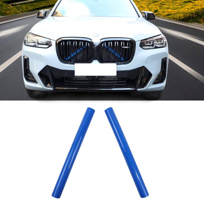 X3 G01 Kühlergrill Streifen Trim für BMW X3 G01 F25 X4 G02 F26 X5 G05 F15 E70 X6 G06 F16 E71 X7 G07, V-Brace Wrap Abdeckungen Grill Streifen Frontgrill Einfassungen Streifen (Blau) von SHSBSCAR