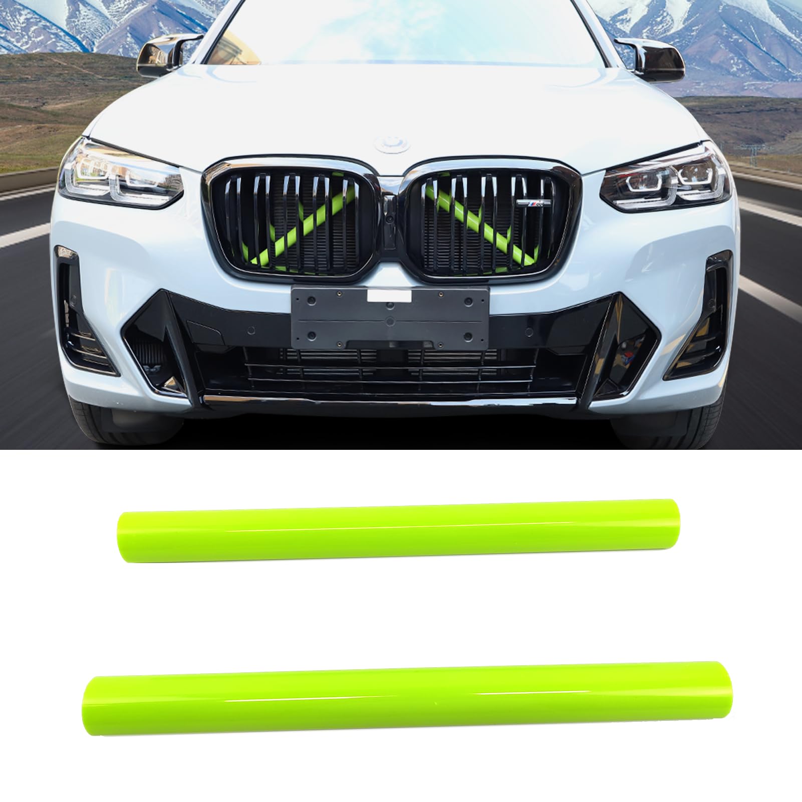 X3 G01 Kühlergrill Streifen Trim für BMW X3 G01 F25 X4 G02 F26 X5 G05 F15 E70 X6 G06 F16 E71 X7 G07, V-Brace Wrap Abdeckungen Grill Streifen Frontgrill Einfassungen Streifen (Grün) von SHSBSCAR