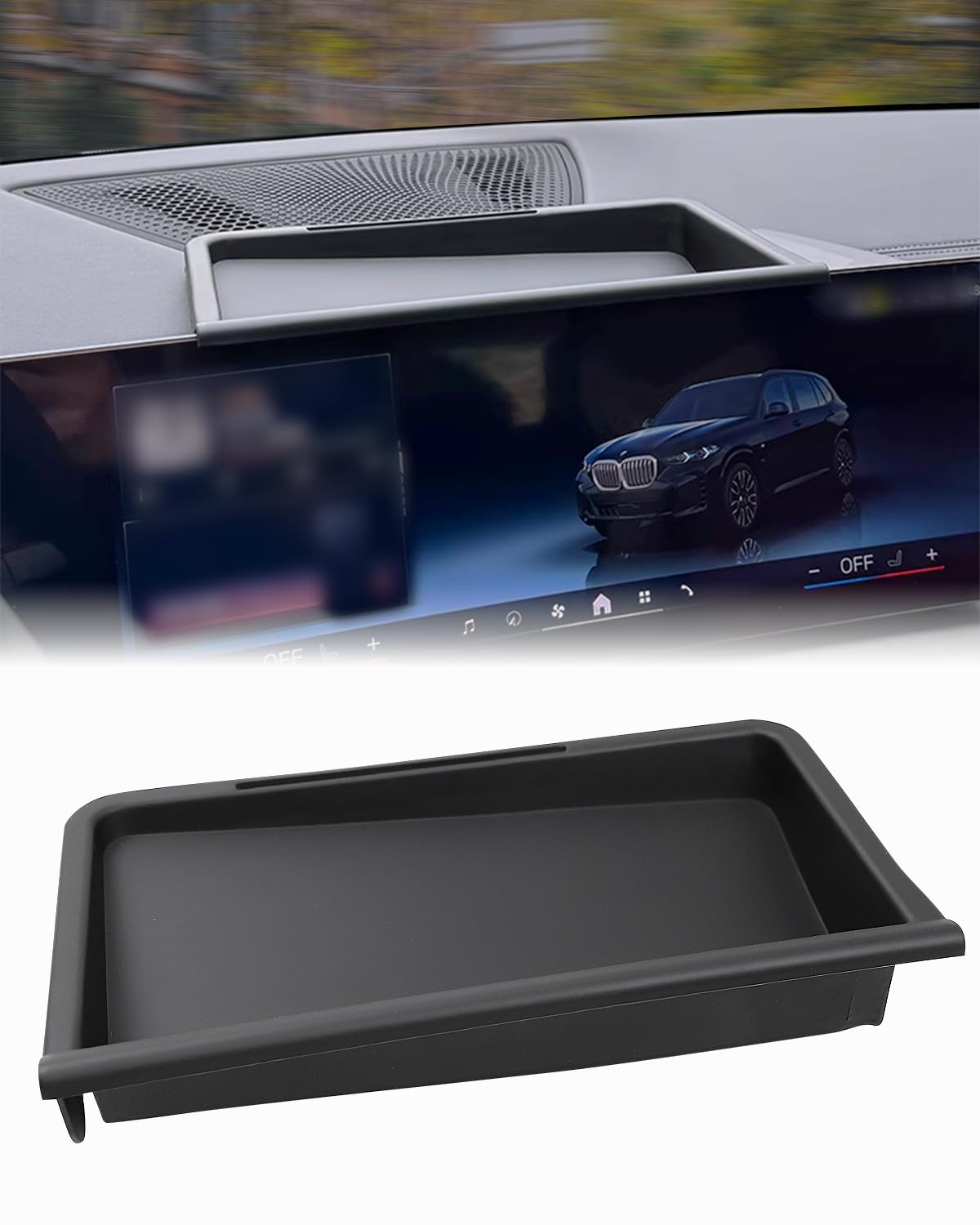 X5 X6 X7 Armaturenbrett Ablagefach,für BMW X5 G05 X6 G06 X7 G07 2023 2024 (Fit 12.3"&14.9 "Touch Screen) Navigation Bildschirm hinten Ablagefach Organizer Zubehör von SHSBSCAR