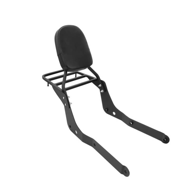 Motorrad Rückenlehne Motorradzubehör, Schwarze Beifahrerrückenlehne, Sissy Bar, Lederpolster, Gepäckträger Für Shadow VT400-750 2004-2013 von SHSUBF