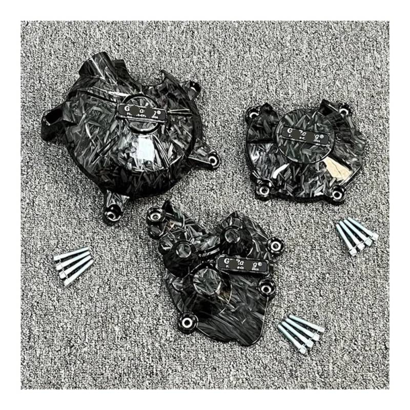 Motorradmotoren Statorabdeckung FÜR Kaw&asaki FÜR Ninja ZX-6R Motorrad Motor Schutz Abdeckung Motor Abdeckungen Set Fall Carbon Fiber Texture 2007 2008 2009-2012 von SHSUBF