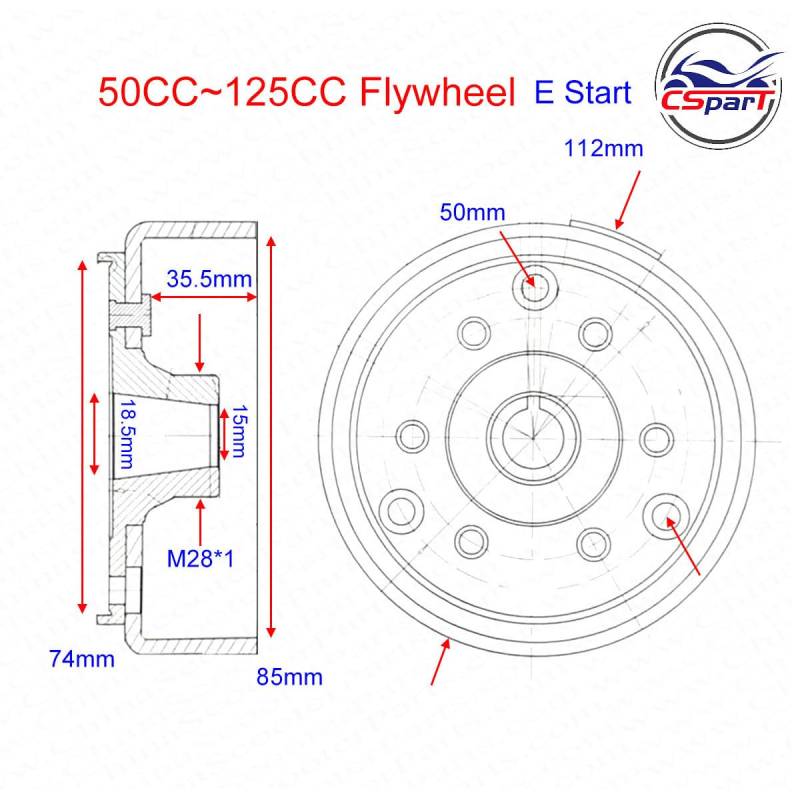 Spule Magneto Zündspule Magneto Schwungrad Stator Rotor E Start 6 Pole Für 50CC 70CC 90CC 110CC 125CC Für Lifan Für ZongShen Für Loncin Stator Spule Zündung von SHSUBF