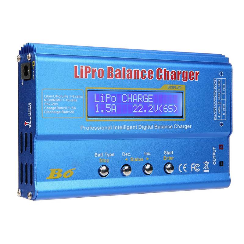 SHUAIGUO 80W 6A ladegerät Balancer,Lipo Batteriebilanzladegerät Entlader für LiPo,Li-Ion,Li-Fe,LiHV-Batterie(1-6S),NiMH,NiCd (1-15S),Rc Hobby Batteriebilanzladegerät von SHUAIGUO