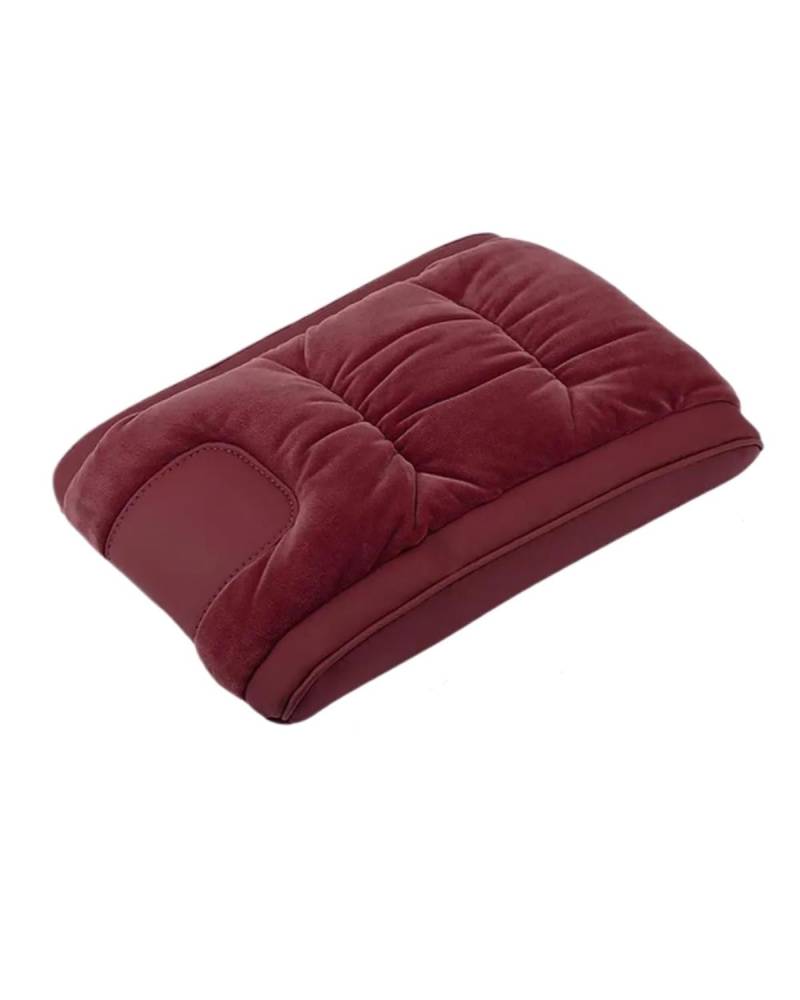 Armlehnen Mittelkonsolen Auto Armlehne Box Erhöhung Kissen Auto Liefert Armlehne Konsole Kissen Flanell Auto Mittelkonsole Armlehne Booster Pad Abdeckung Armlehnenbox(Wine Red) von SHUGWA