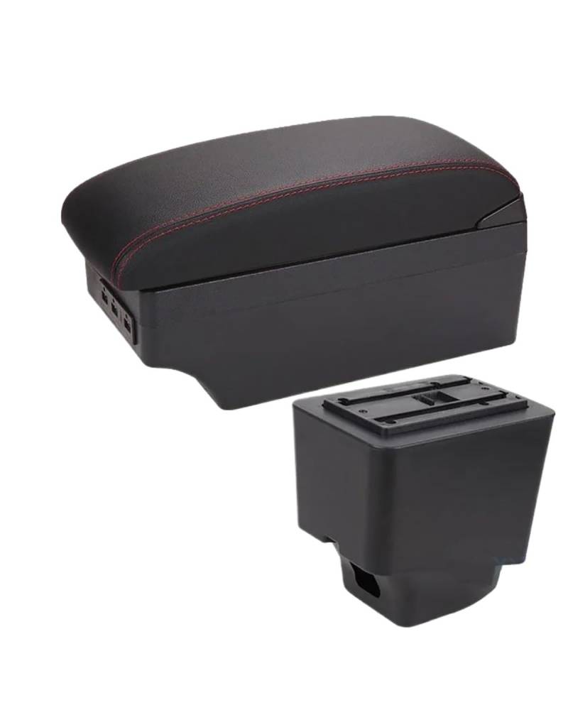 Armlehnen Mittelkonsolen Für Captur 2018 2019 2020 2021 Auto Armlehne Armlehne Box Auto Zubehör Lagerung Box Innen Teile USB Armlehnenbox(A1 Black red 7USB) von SHUGWA