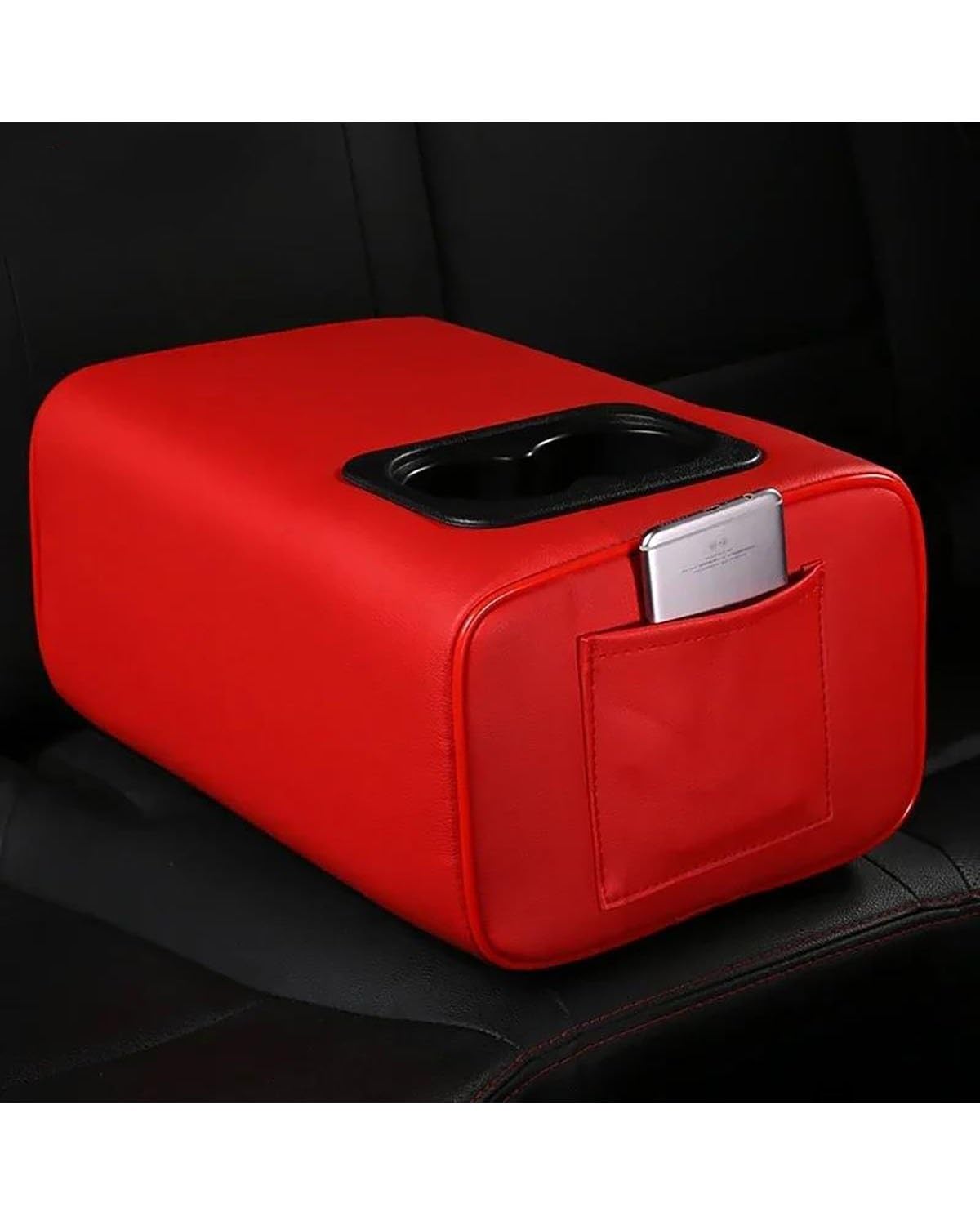 Armlehnen Mittelkonsolen Für Ford Für Explorer 2011-2021 Autos Auto Rücksitz Armlehne 2 Reihe Konsole Box Mit Getränkehalter Rest Rücksitz Armlehne Konsole Box Armlehnenbox(Red-Single Pocket) von SHUGWA