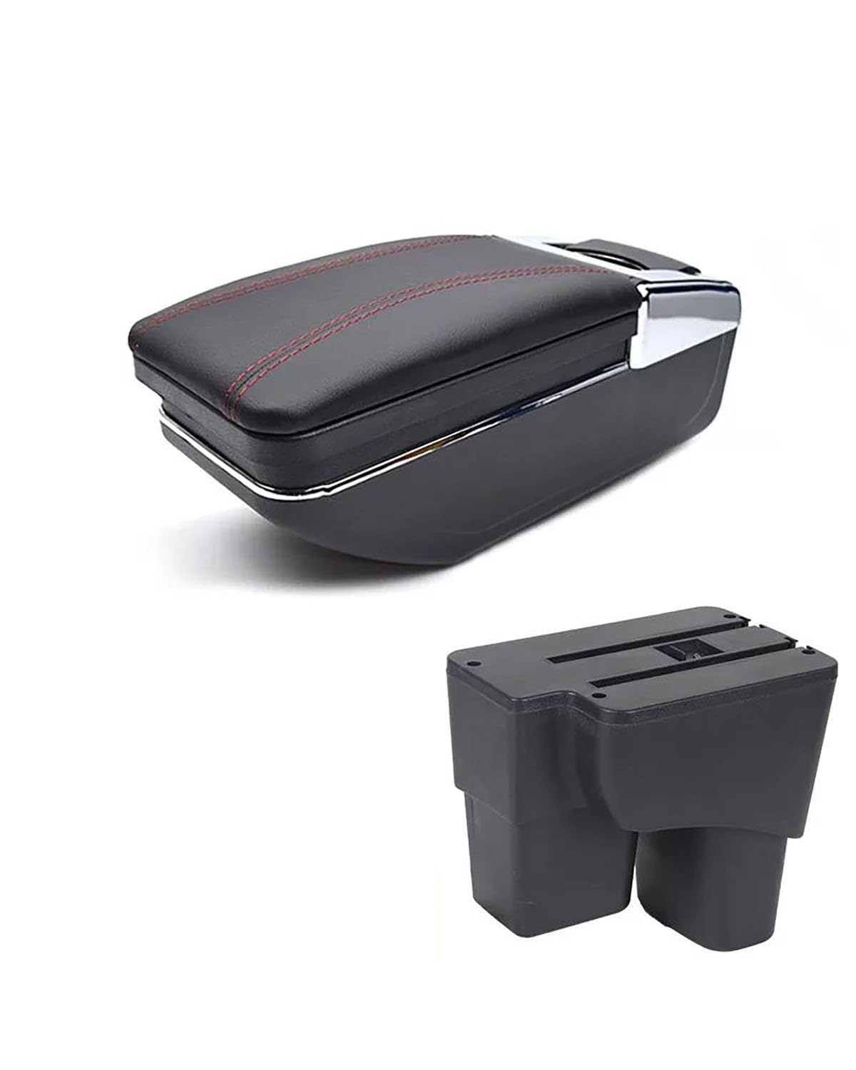 Armlehnen Mittelkonsolen Für Kia Für Pegas 2017 2018 2019 2020 Auto Armlehne Leder USB Arm Rest Lagerung Box Center Konsole Kissen Innen Auto-Styling Armlehnenbox(Red Thread) von SHUGWA